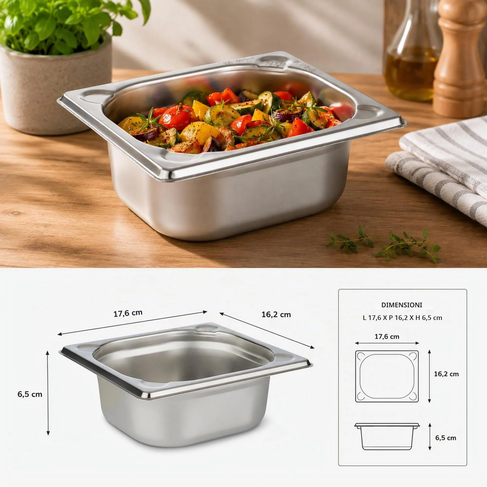 APS GN 1/6 Gastronorm Container, 1 Liter, 65mm Depth - immagine 2