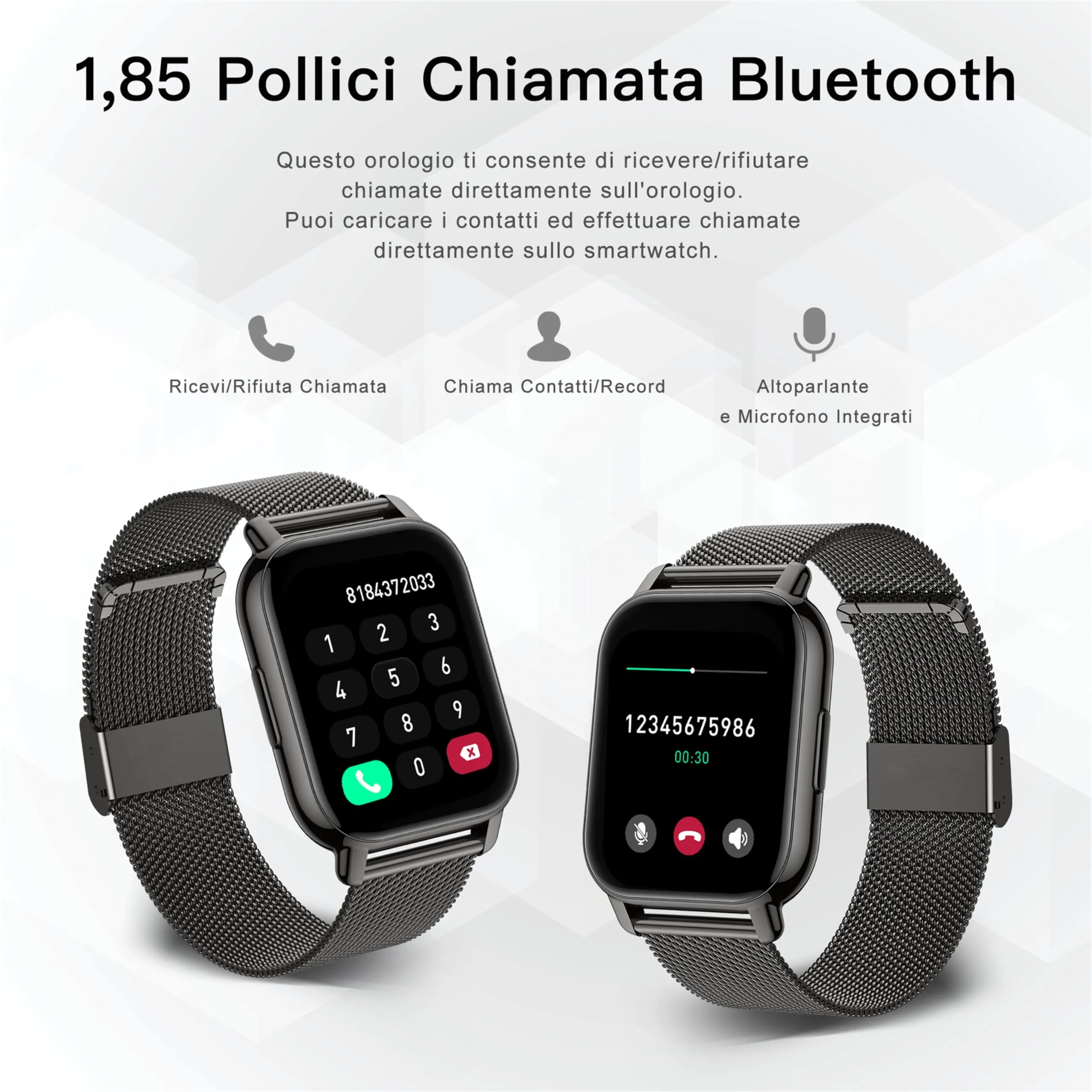 Popglory P66 Smartwatch, AI Assistente Vocale, Monitoraggio Salute, Pressione Sanguigna, Cardiofrequenzimetro, SpO2, 100+ Modalità Sportive, 2 Cinturini, per Android e iOS - immagine 2