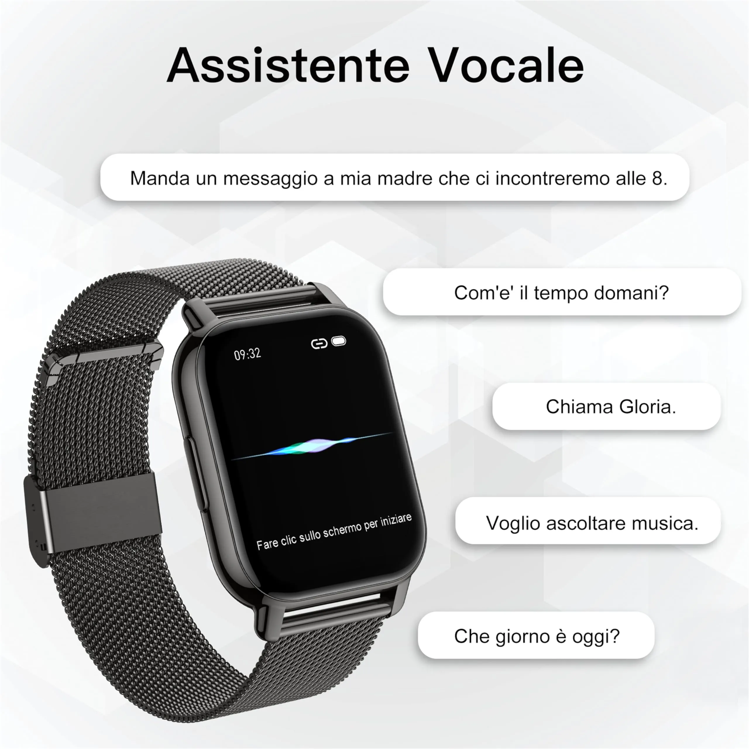 Popglory P66 Smartwatch, AI Assistente Vocale, Monitoraggio Salute, Pressione Sanguigna, Cardiofrequenzimetro, SpO2, 100+ Modalità Sportive, 2 Cinturini, per Android e iOS - immagine 3