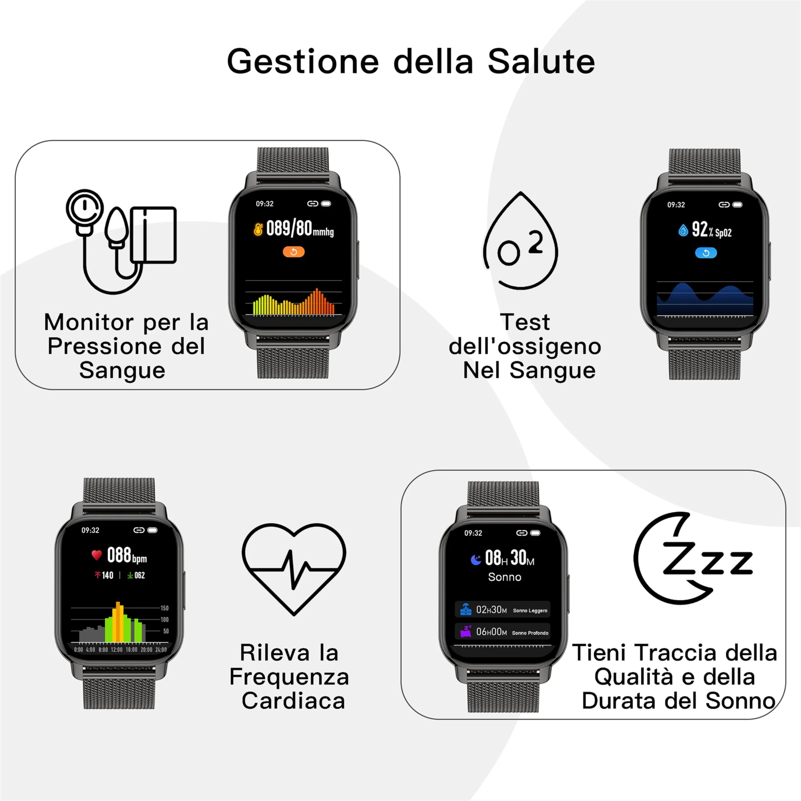 Popglory P66 Smartwatch, AI Assistente Vocale, Monitoraggio Salute, Pressione Sanguigna, Cardiofrequenzimetro, SpO2, 100+ Modalità Sportive, 2 Cinturini, per Android e iOS - immagine 4
