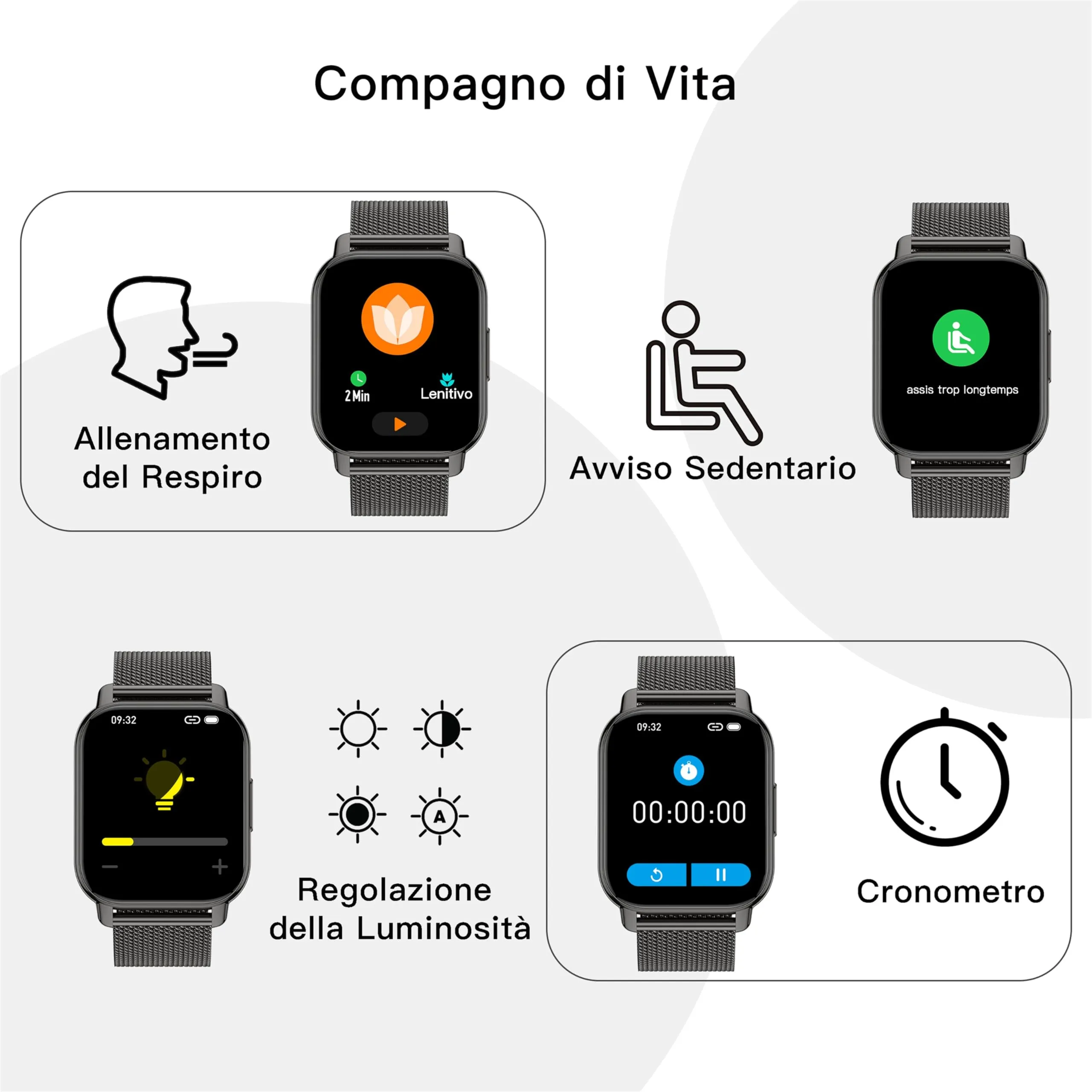 Popglory P66 Smartwatch, AI Assistente Vocale, Monitoraggio Salute, Pressione Sanguigna, Cardiofrequenzimetro, SpO2, 100+ Modalità Sportive, 2 Cinturini, per Android e iOS - immagine 5