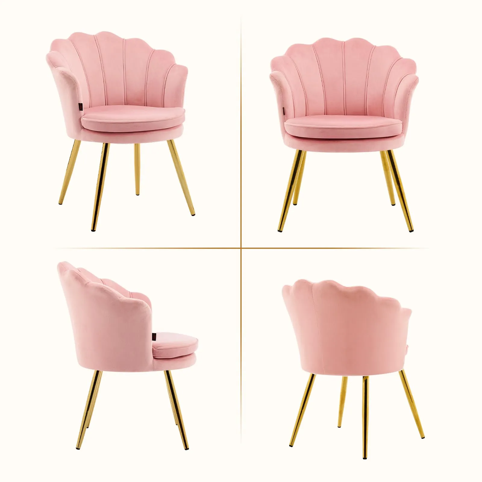 Ckaff Poltrona Conchiglia in Velluto con Gambe in Oro, Rosa - immagine 9