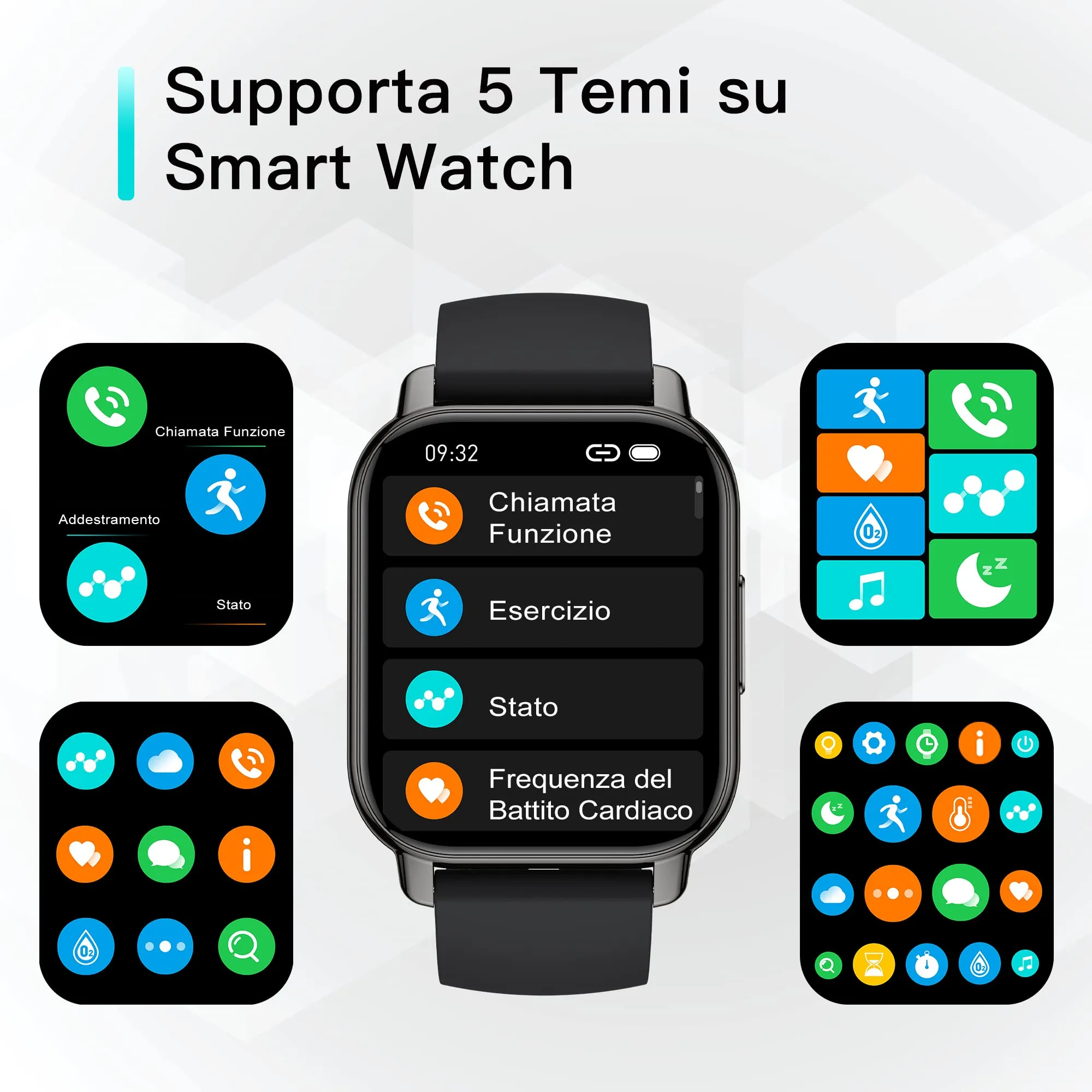 Popglory Smartwatch P66, 1,85 Pollici, 2 Cinturini, Chiamate, Whatsapp, Cardiofrequenzimetro, Pressione Sanguigna, SpO2, Sonno, per Android iOS - immagine 8