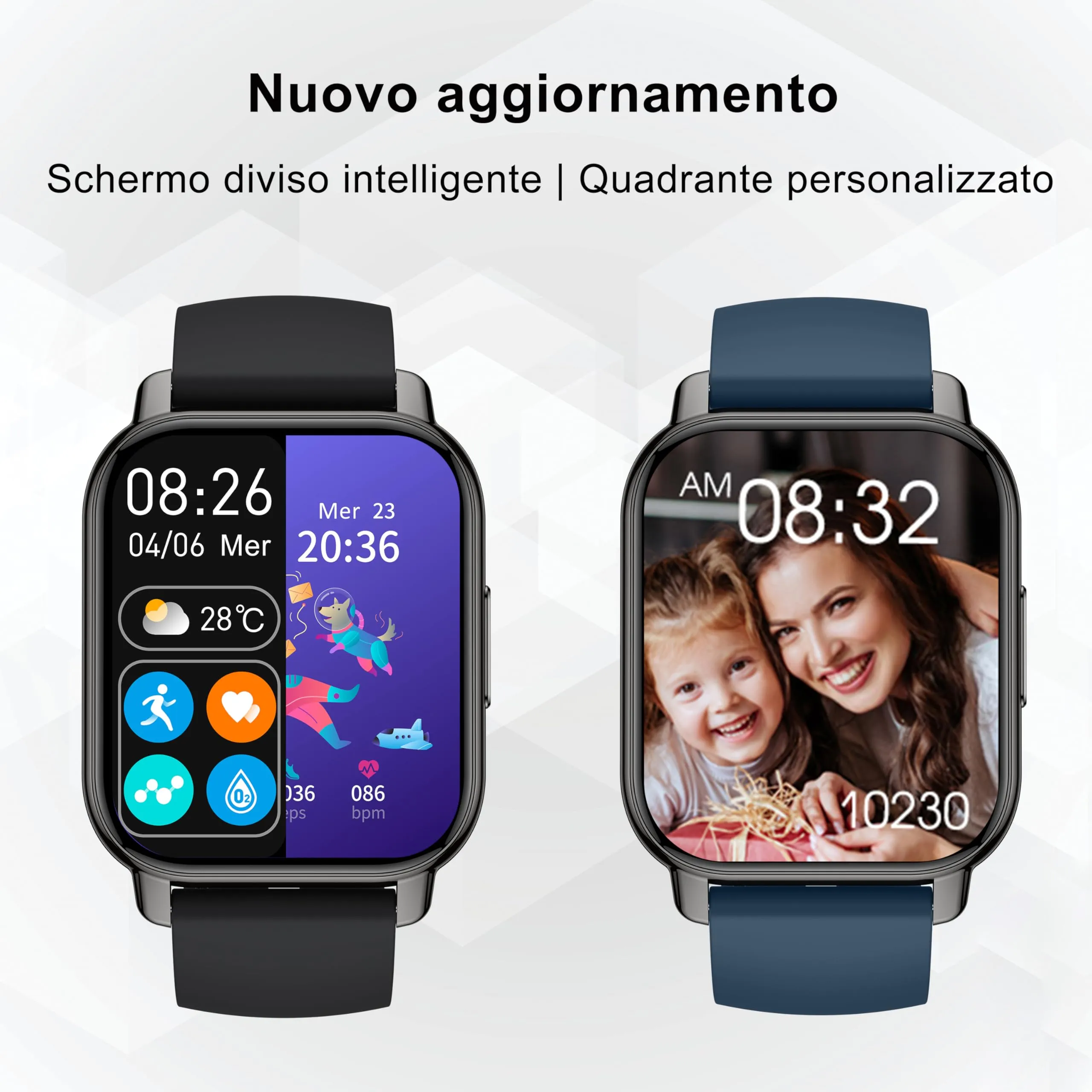 Popglory Smartwatch P66, 1,85 Pollici, 2 Cinturini, Chiamate, Whatsapp, Cardiofrequenzimetro, Pressione Sanguigna, SpO2, Sonno, per Android iOS - immagine 10