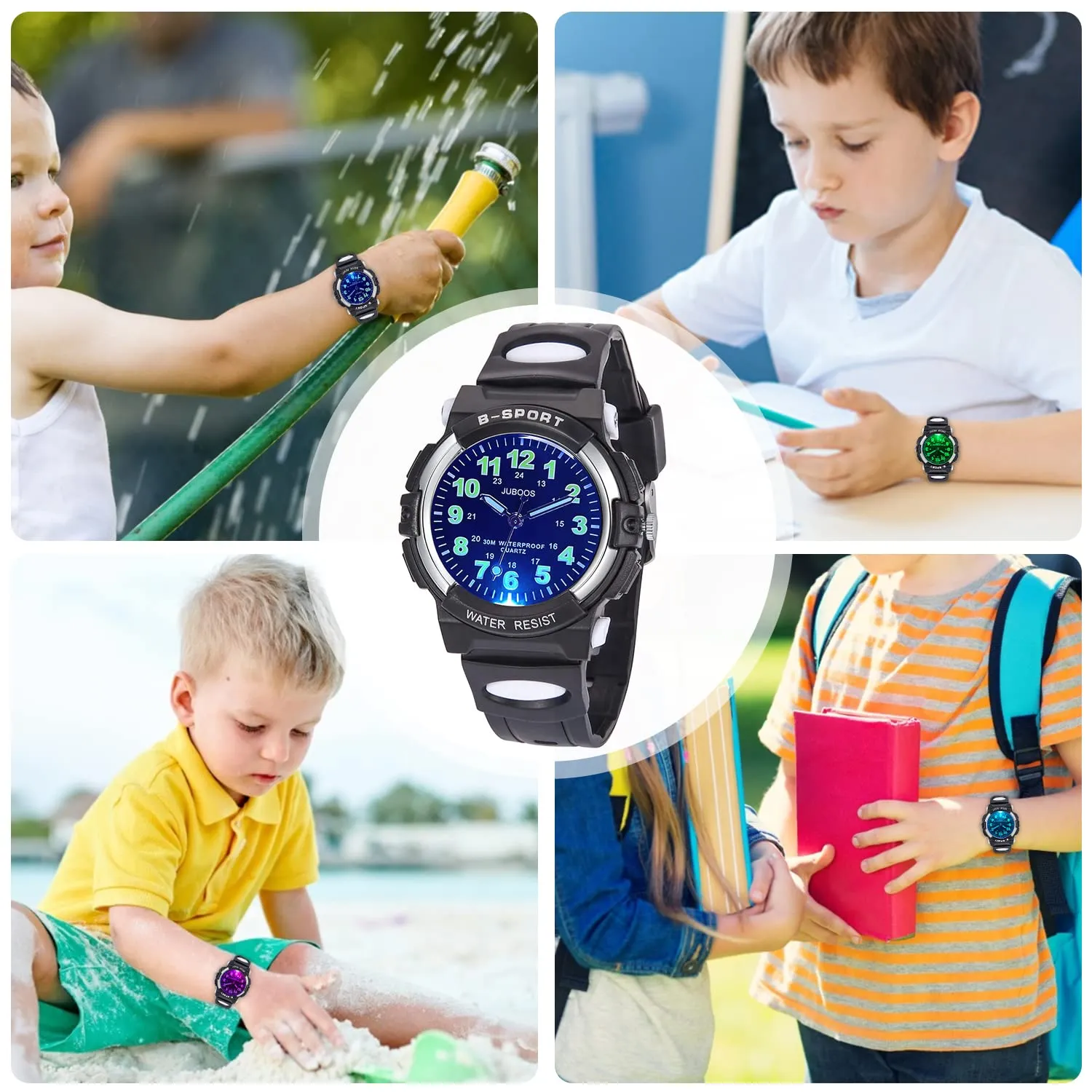 Juboos Orologio Analogico per Bambini con 7 Luci Notturne, Impermeabile, Orologio al Quarzo per Ragazzi e Ragazze 5-18 Anni - immagine 6