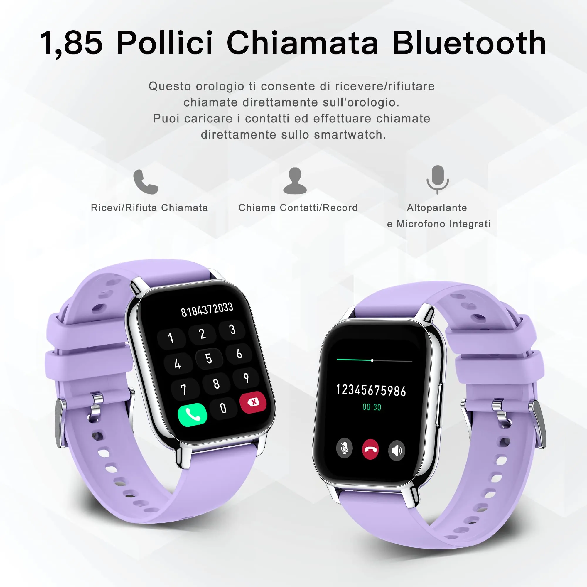 Popglory P66 Smartwatch 1.85" Bluetooth Call, 23 Sport Modes, Fitness Tracker, Heart Rate, Blood Pressure, SpO2, Sleep Monitoring, Android iOS - immagine 2