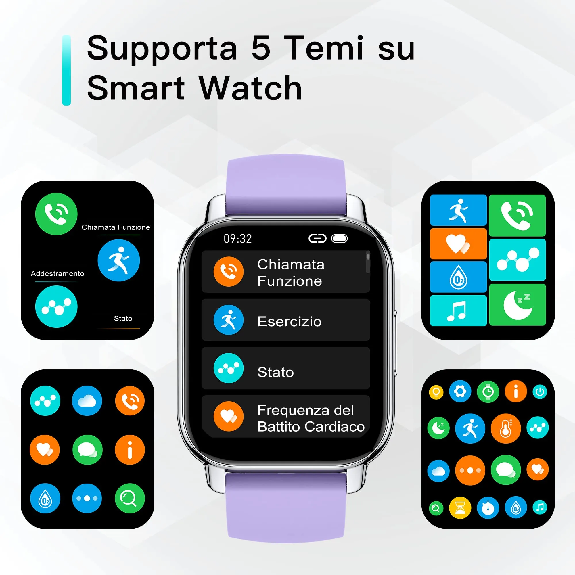 Popglory P66 Smartwatch 1.85" Bluetooth Call, 23 Sport Modes, Fitness Tracker, Heart Rate, Blood Pressure, SpO2, Sleep Monitoring, Android iOS - immagine 8