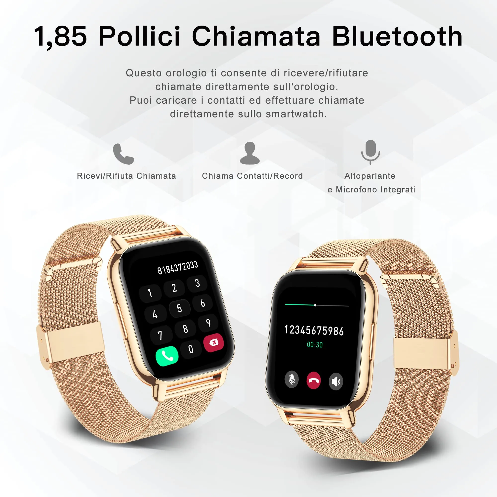 Popglory P66 Smartwatch con 2 Cinturini, Chiamate, WhatsApp, Cardiofrequenzimetro, Pressione Sanguigna, SpO2, Sonno per Android e iOS - immagine 2