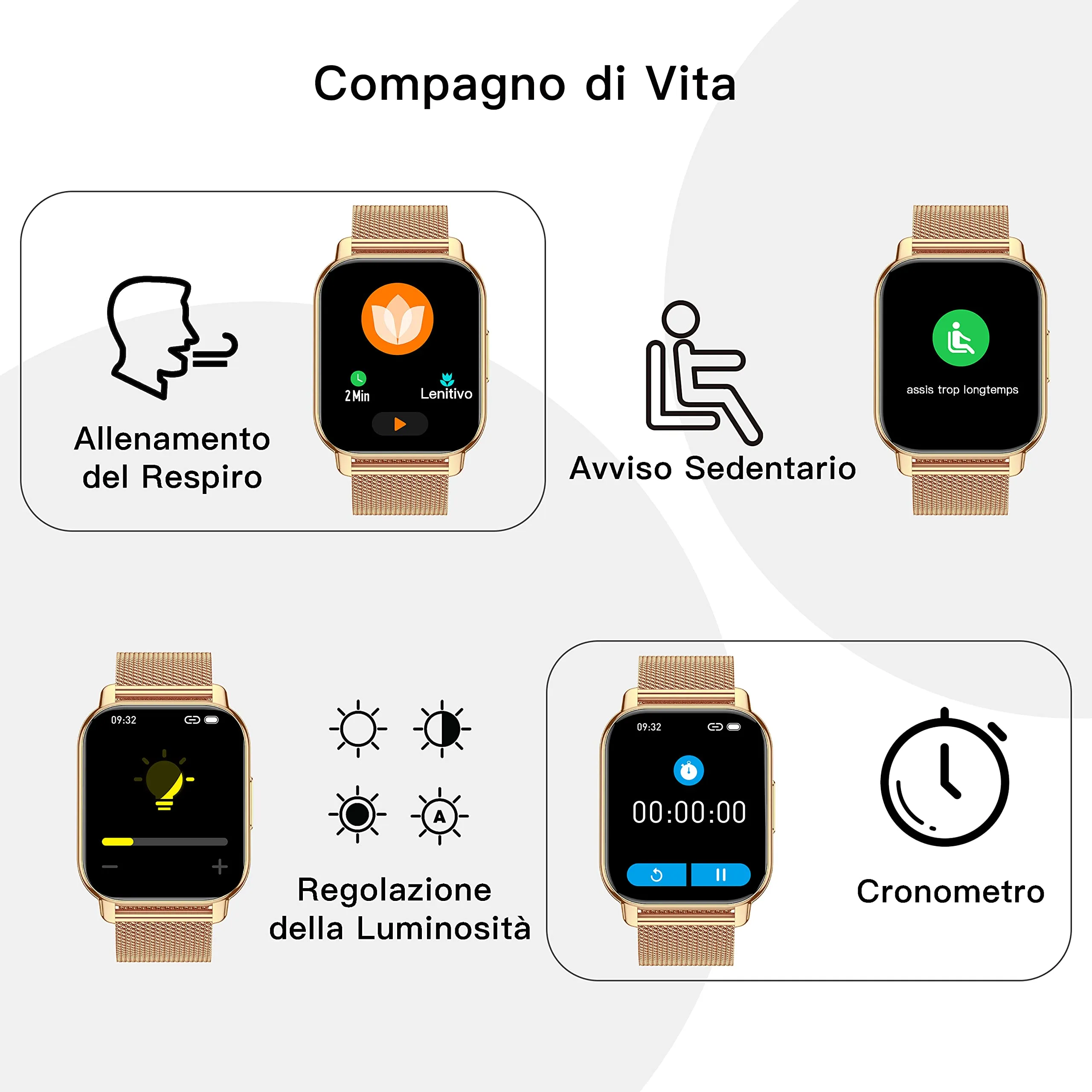 Popglory P66 Smartwatch con 2 Cinturini, Chiamate, WhatsApp, Cardiofrequenzimetro, Pressione Sanguigna, SpO2, Sonno per Android e iOS - immagine 5