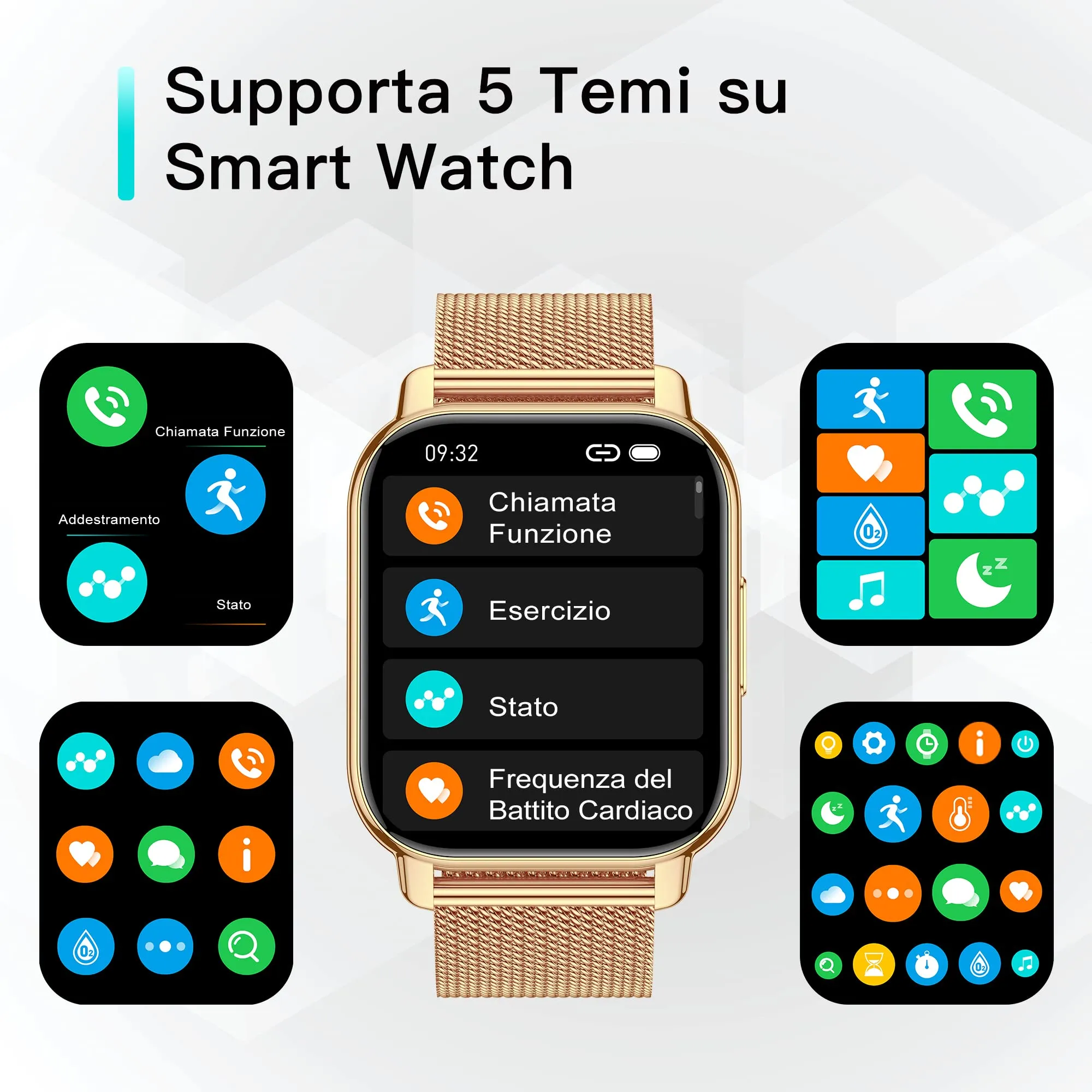 Popglory P66 Smartwatch con 2 Cinturini, Chiamate, WhatsApp, Cardiofrequenzimetro, Pressione Sanguigna, SpO2, Sonno per Android e iOS - immagine 7