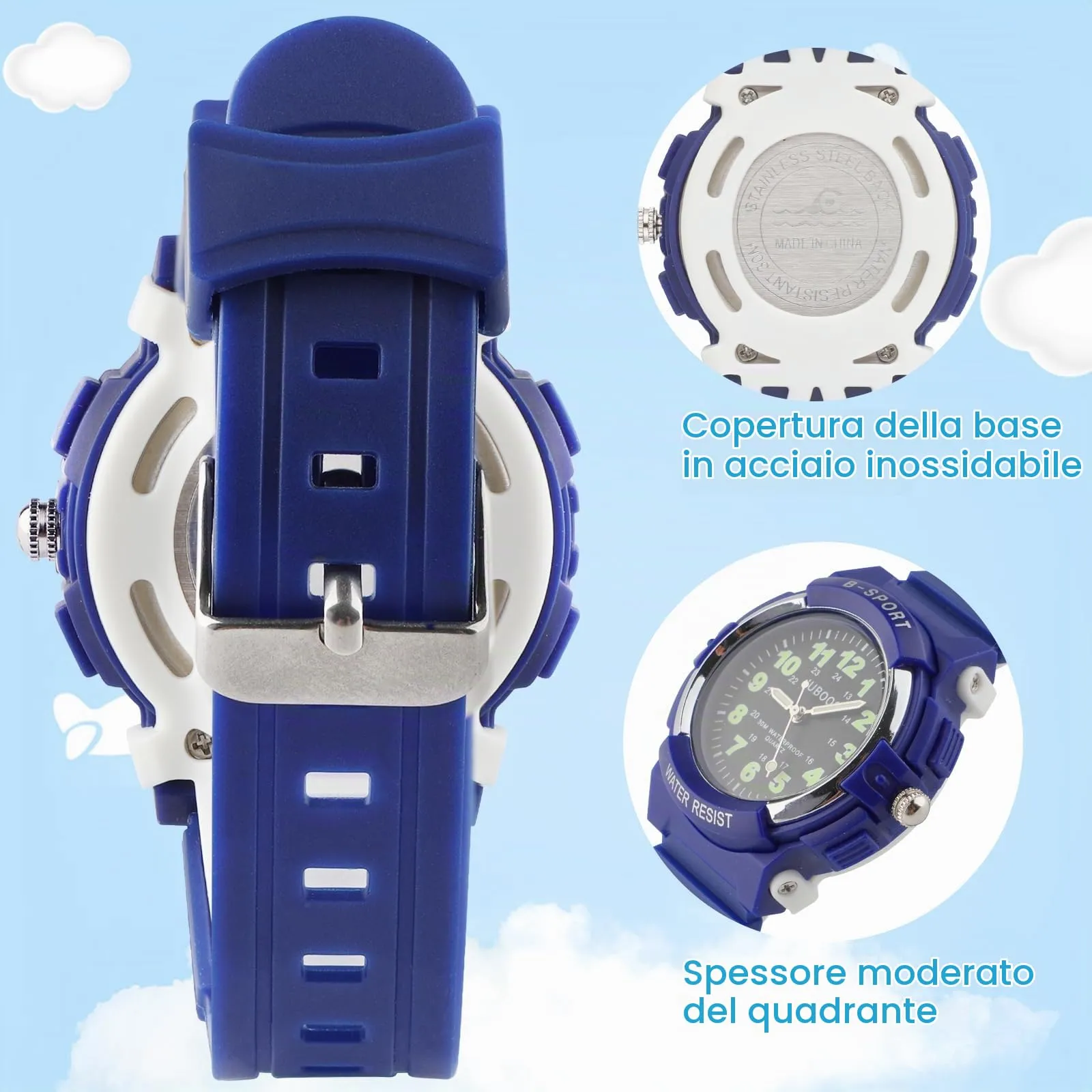 Juboos Orologio Analogico per Bambini con 7 Luci Notturne, Impermeabile, Cinturino Morbido, Quartz, 5-18 Anni - immagine 3