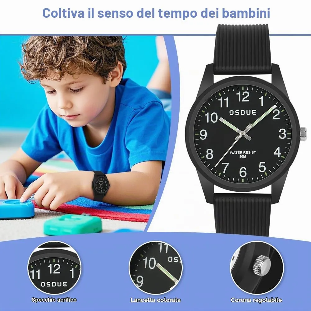 OSDUE Orologio Bambini Impermeabile Luminoso Educativo in Quarzo per Ragazze e Ragazzi 5-18 Anni - immagine 4