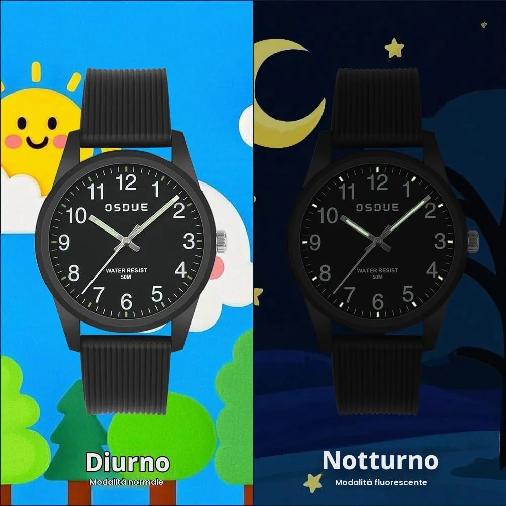 OSDUE Orologio Bambini Impermeabile Luminoso Educativo in Quarzo per Ragazze e Ragazzi 5-18 Anni - immagine 6