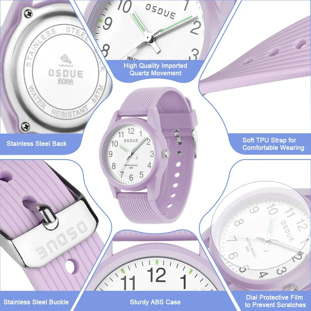 OSDUE Orologio Bambini Impermeabile Luminoso Educativo per Ragazze e Ragazzi 5-18 Anni - immagine 3