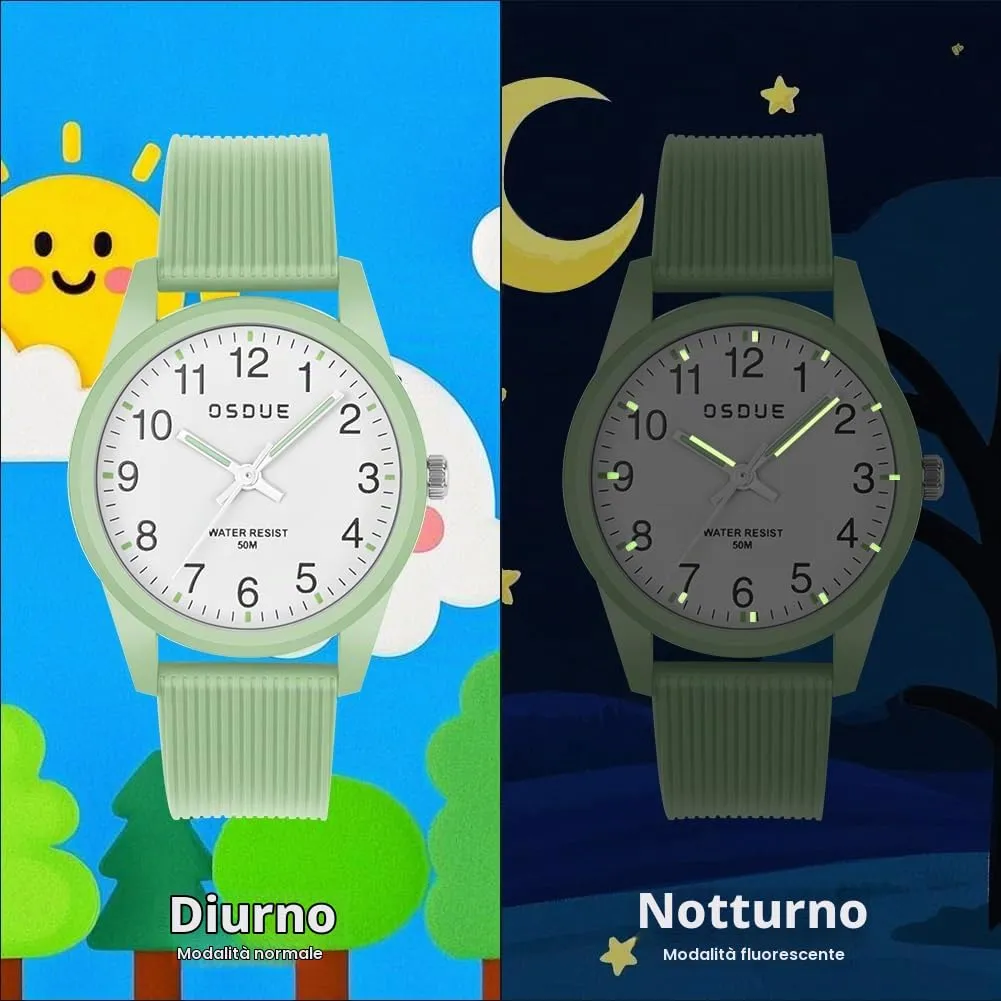 OSDUE Orologio Bambino Impermeabile Luminoso Educativo in Quarzo per Ragazzi e Ragazze 5-18 Anni - immagine 6