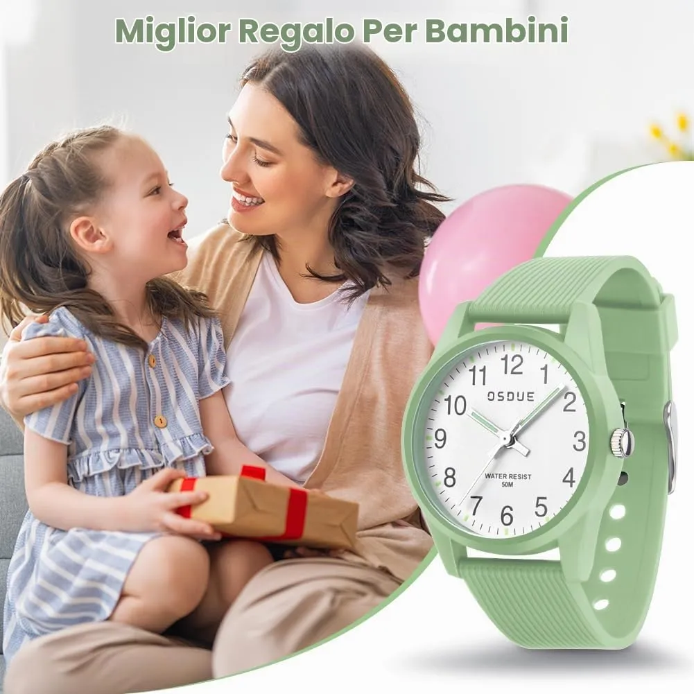 OSDUE Orologio Bambino Impermeabile Luminoso Educativo in Quarzo per Ragazzi e Ragazze 5-18 Anni - immagine 8