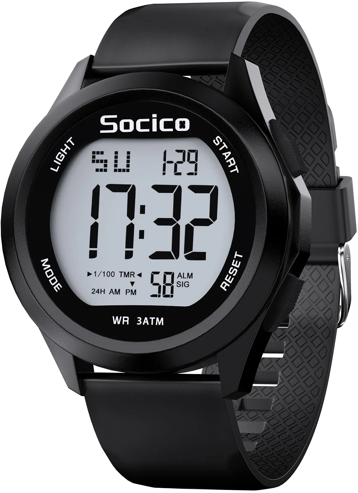 SOCICO Orologio Digitale da Uomo Sportivo Militare Impermeabile Nero - immagine 1