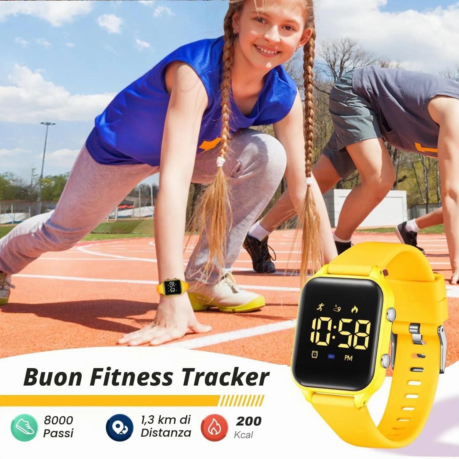 Timever Orologio Digitale per Bambini e Ragazze con Contapassi, Sveglia e Cronometro L6615E-DG - immagine 3