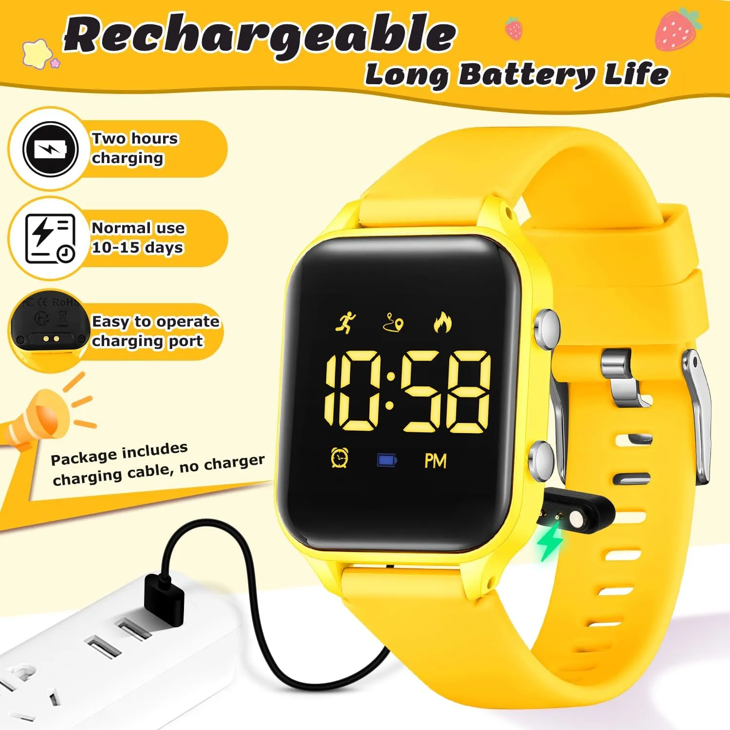 Timever Orologio Digitale per Bambini e Ragazze con Contapassi, Sveglia e Cronometro L6615E-DG - immagine 6