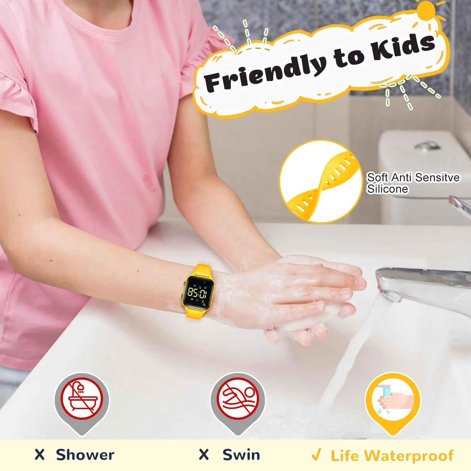 Timever Orologio Digitale per Bambini e Ragazze con Contapassi, Sveglia e Cronometro L6615E-DG - immagine 7