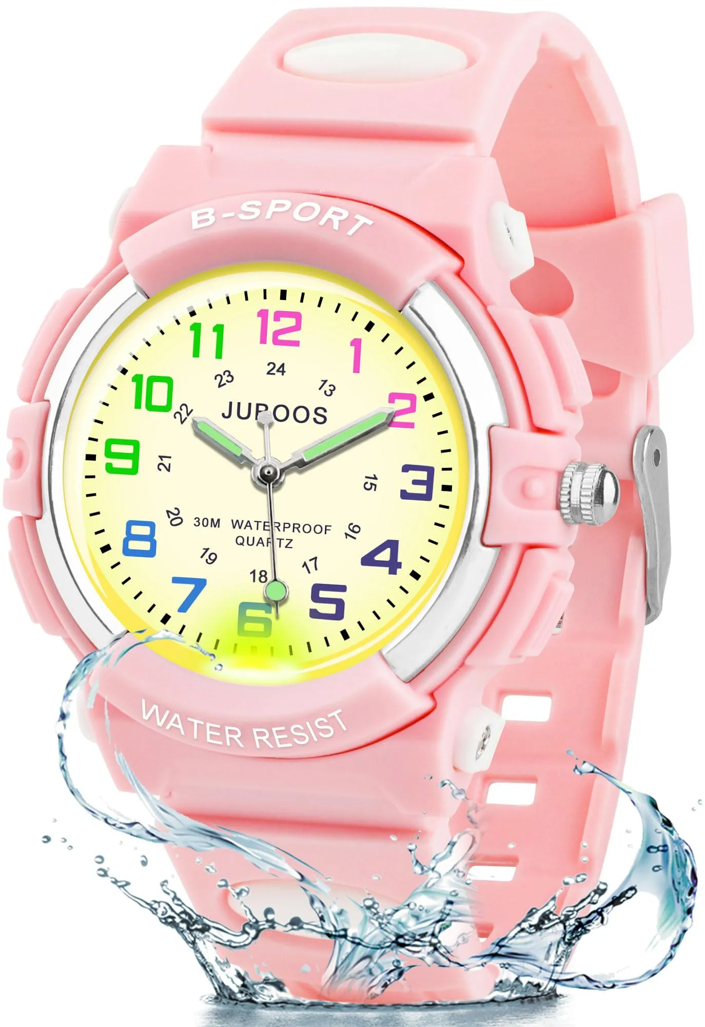 Juboos Orologio Analogico per Bambini con 7 Luci Notturne, Impermeabile, Quarzo, per Ragazzi e Ragazze 5-18 Anni - immagine 1