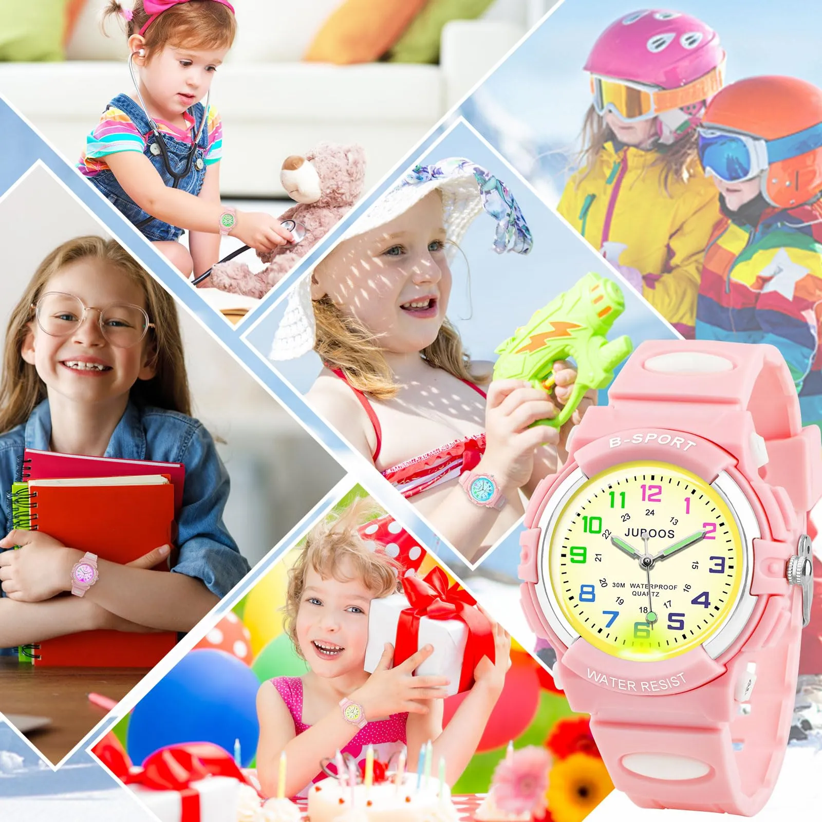 Juboos Orologio Analogico per Bambini con 7 Luci Notturne, Impermeabile, Quarzo, per Ragazzi e Ragazze 5-18 Anni - immagine 5