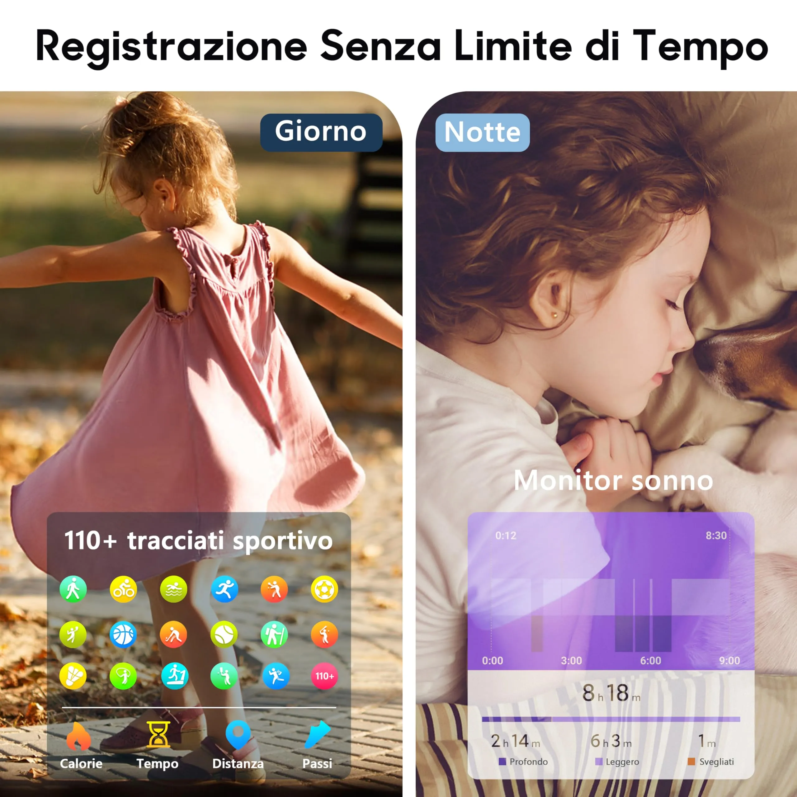 Popglory Piccolo Smartwatch per Donna e Ragazza, 1,69 Pollici, 110+ Modalità Sportive, Monitor Frequenza Cardiaca, SpO2, Pressione Sanguigna e Sonno, Notifiche Chiamate e Whatsapp, per Android e iOS - immagine 4