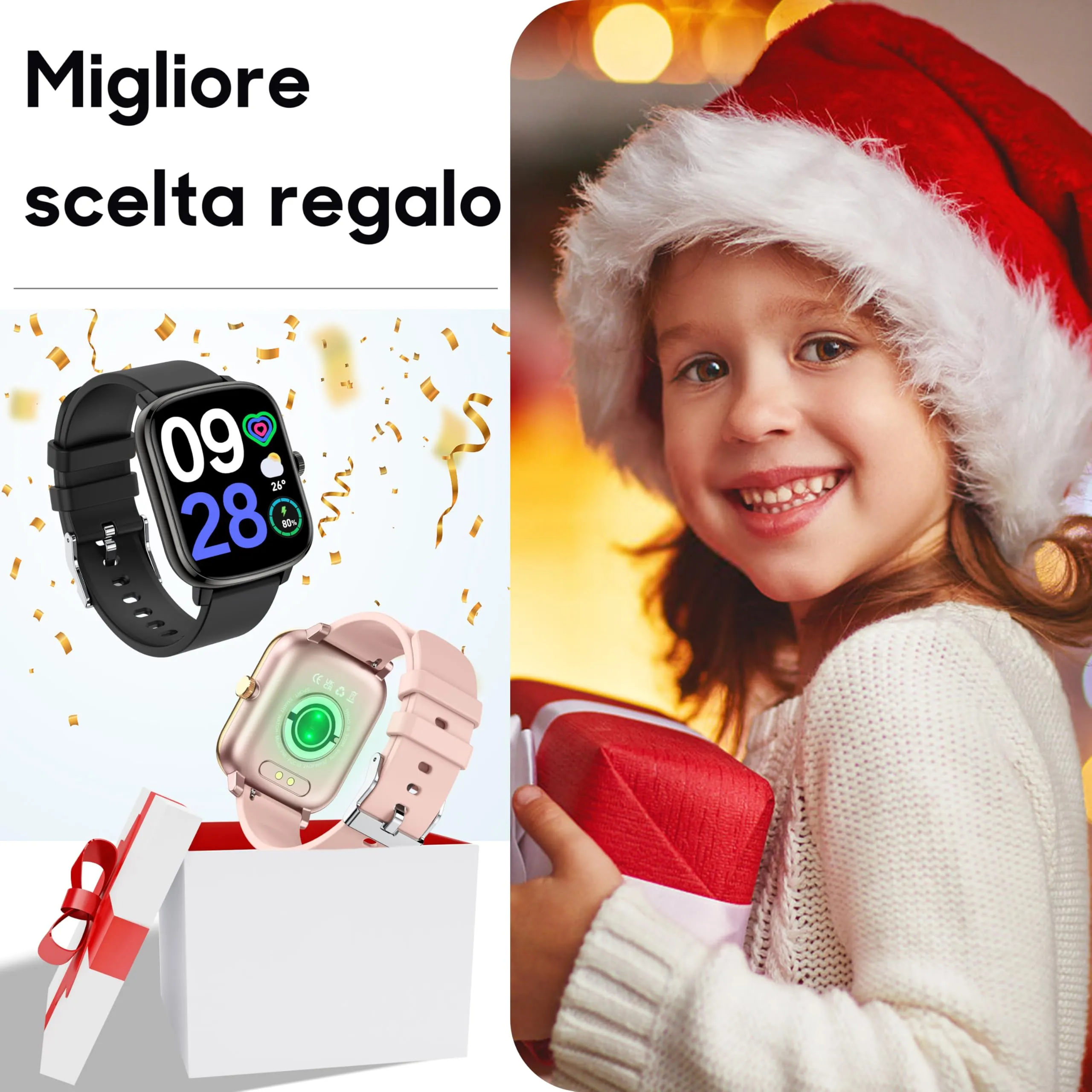 Popglory Piccolo Smartwatch per Donna e Ragazza, 1,69 Pollici, 110+ Modalità Sportive, Monitor Frequenza Cardiaca, SpO2, Pressione Sanguigna e Sonno, Notifiche Chiamate e Whatsapp, per Android e iOS - immagine 7