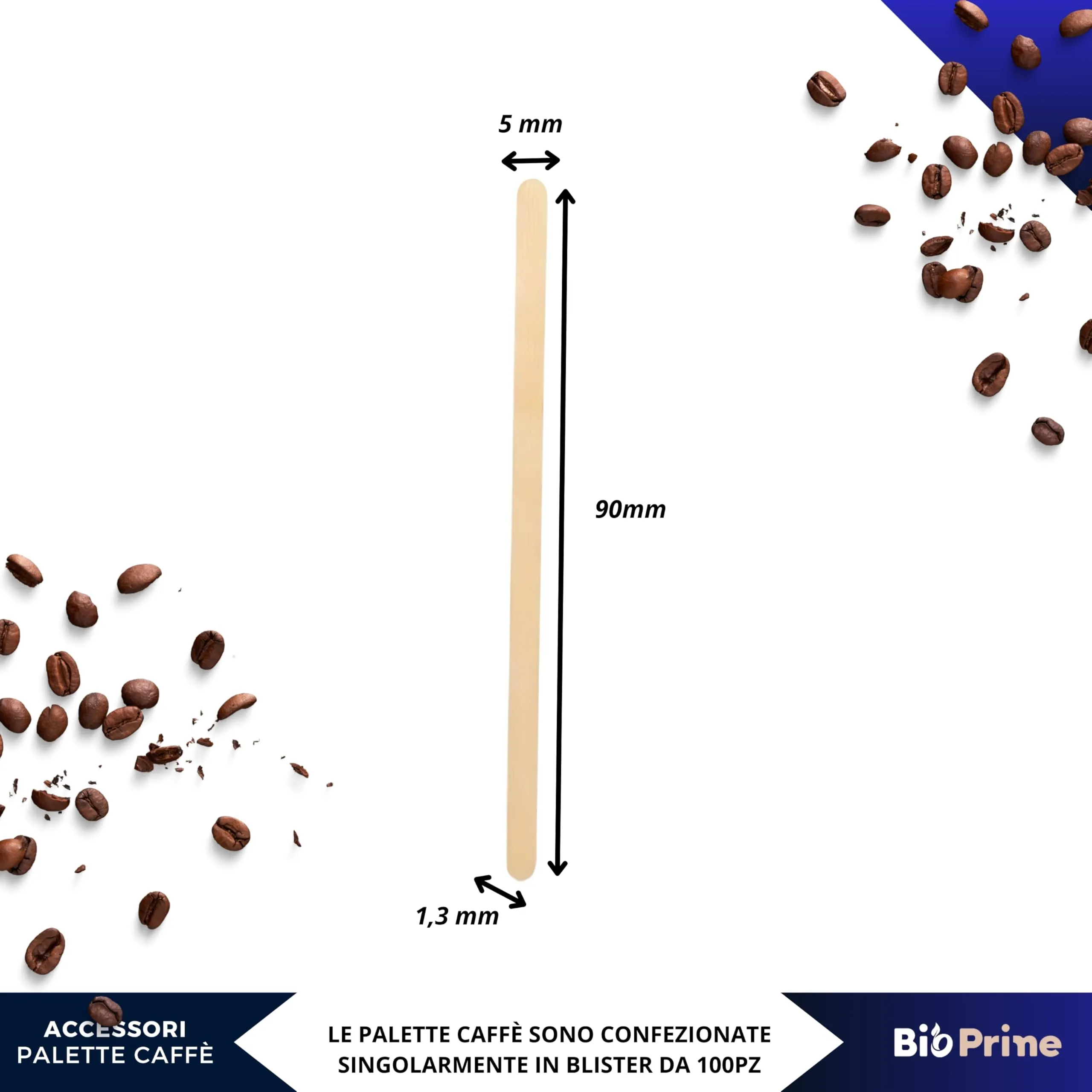 BioPrime Palettine da Caffè in Legno, 9x5x1,3mm, Imbustate Singolarmente, 500 Pezzi - immagine 3