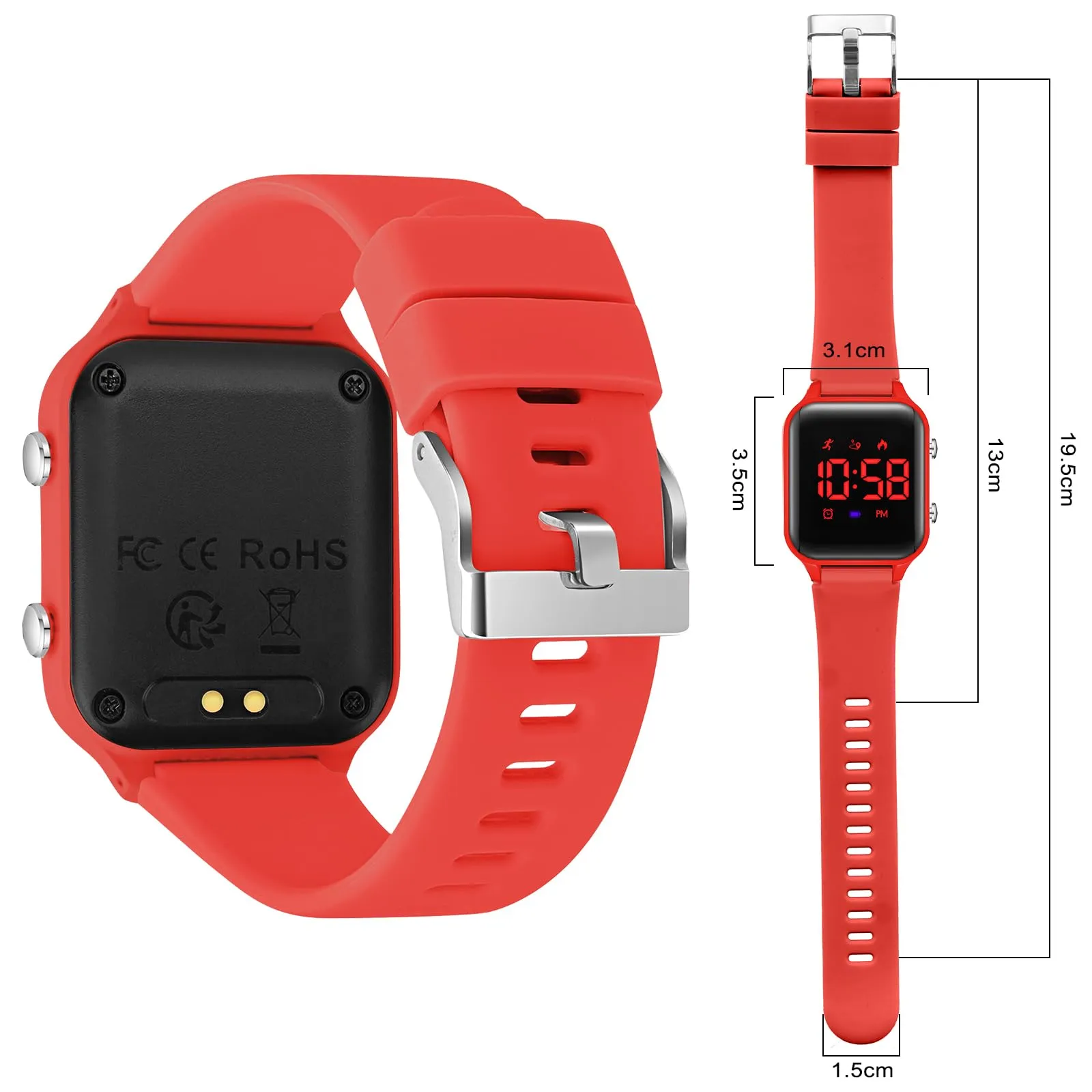 Timever Orologio Digitale per Bambini e Ragazzi con Contapassi, Sveglia, Cronometro, Luce e Data, Cinturino in Silicone - immagine 2