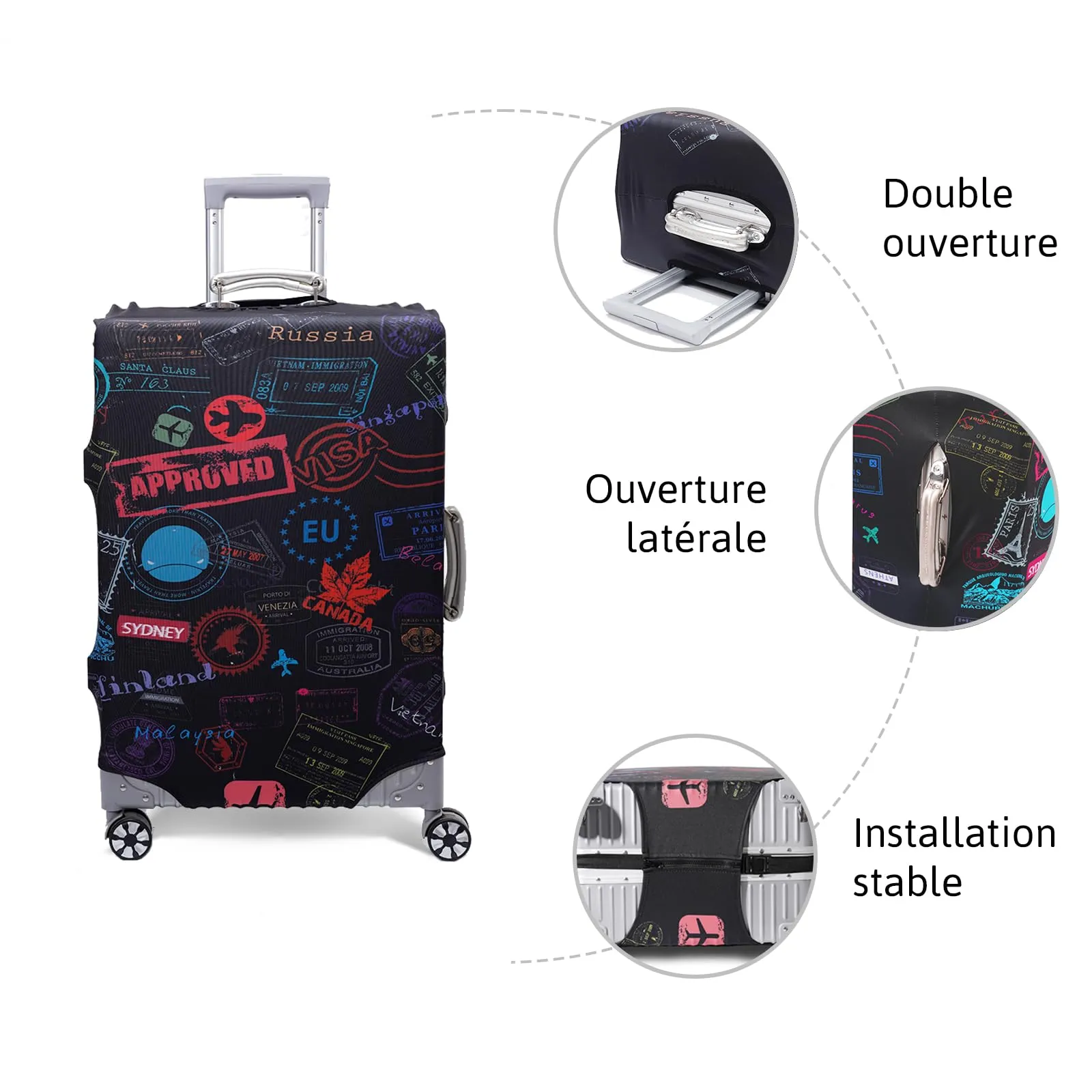OrgaWise Copri Valigia Custodia Bagaglio da Viaggio, 29-32 pollici (XL), World, con Etichetta per Bagaglio - immagine 7