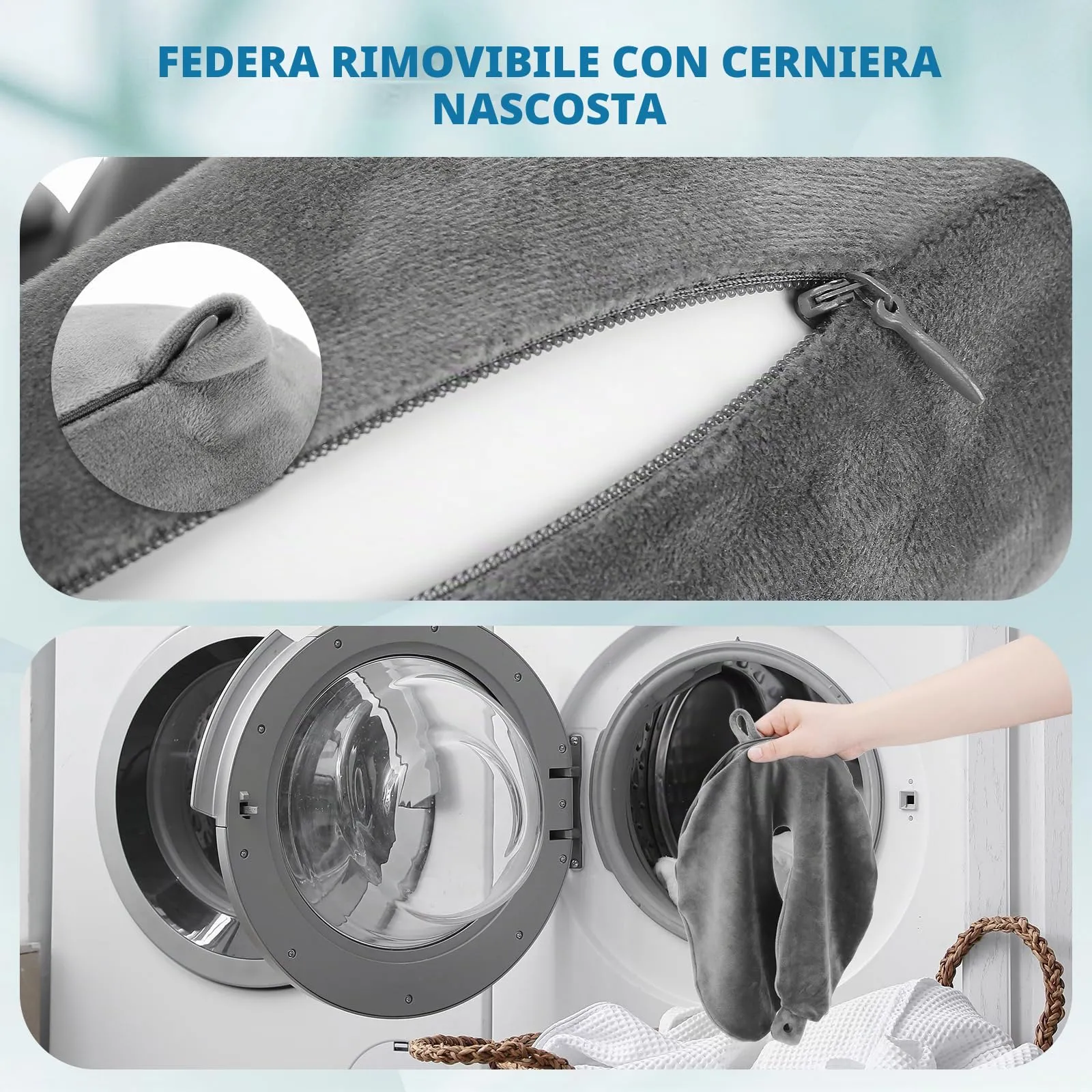 Cirorld Cuscino Gonfiabile da Viaggio per Collo con Maschera per Dormire, Tappi Auricolari e Borsa per Trasporto - immagine 4