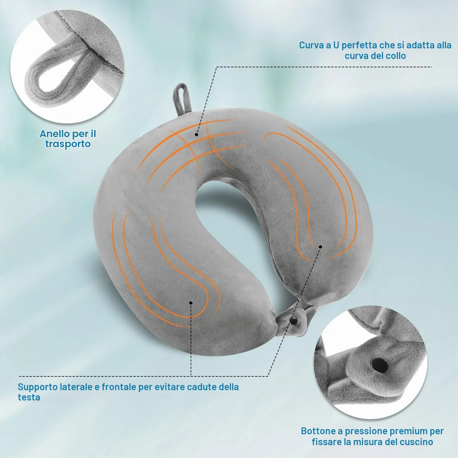 Cirorld Cuscino Gonfiabile da Viaggio per Collo con Maschera per Dormire, Tappi Auricolari e Borsa per Trasporto - immagine 5
