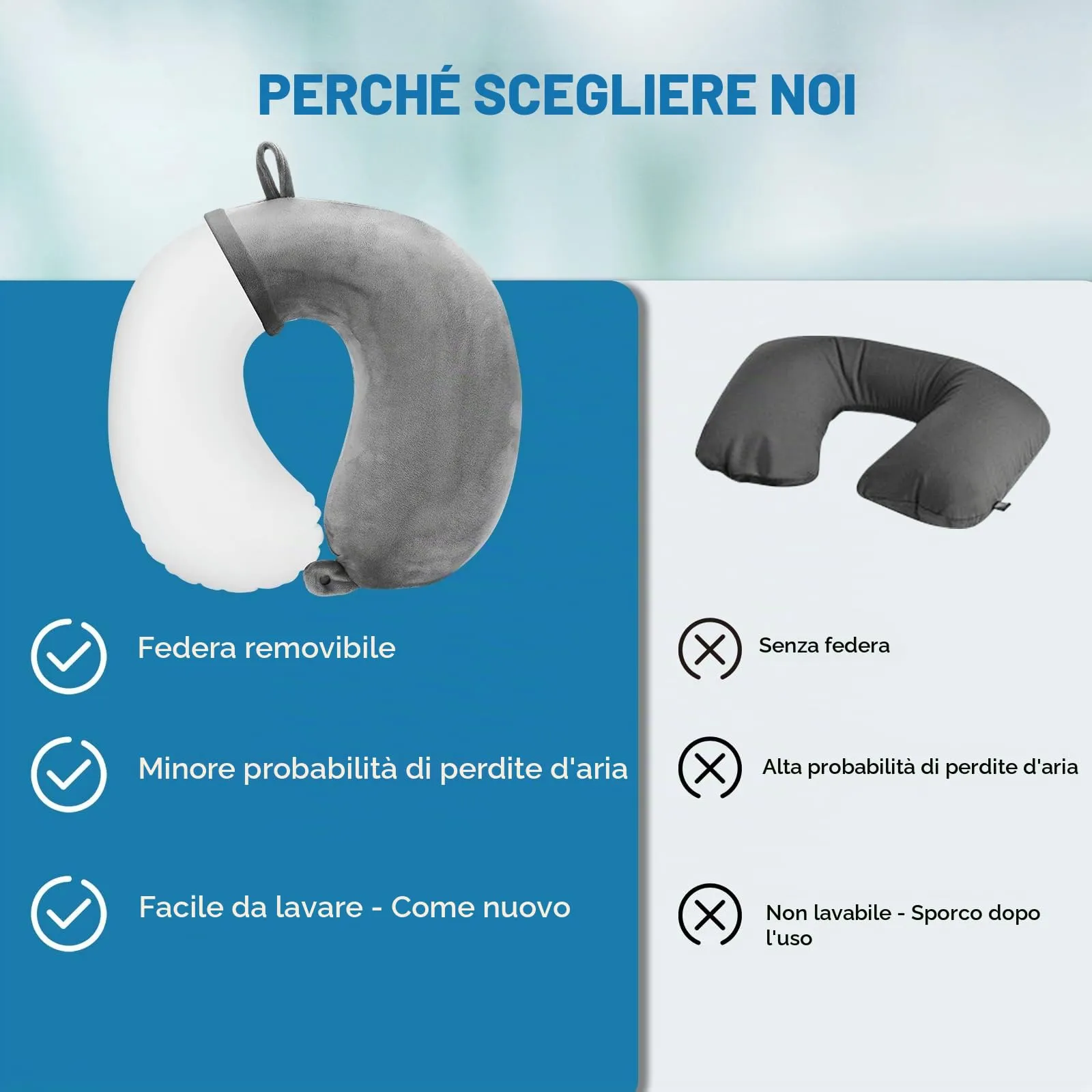 Cirorld Cuscino Gonfiabile da Viaggio per Collo con Maschera per Dormire, Tappi Auricolari e Borsa per Trasporto - immagine 6