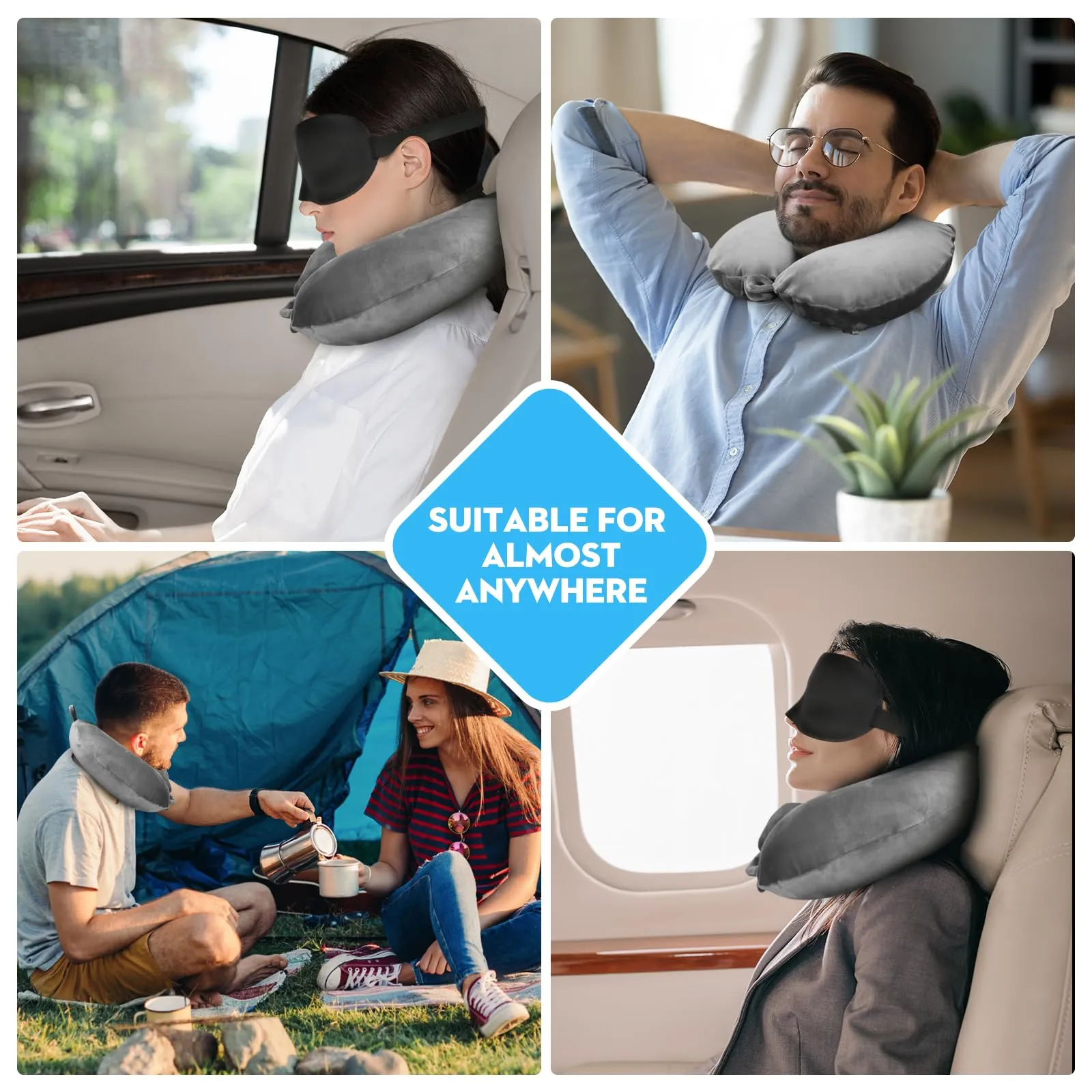 Cirorld Cuscino Gonfiabile da Viaggio per Collo con Maschera per Dormire, Tappi Auricolari e Borsa per Trasporto - immagine 9