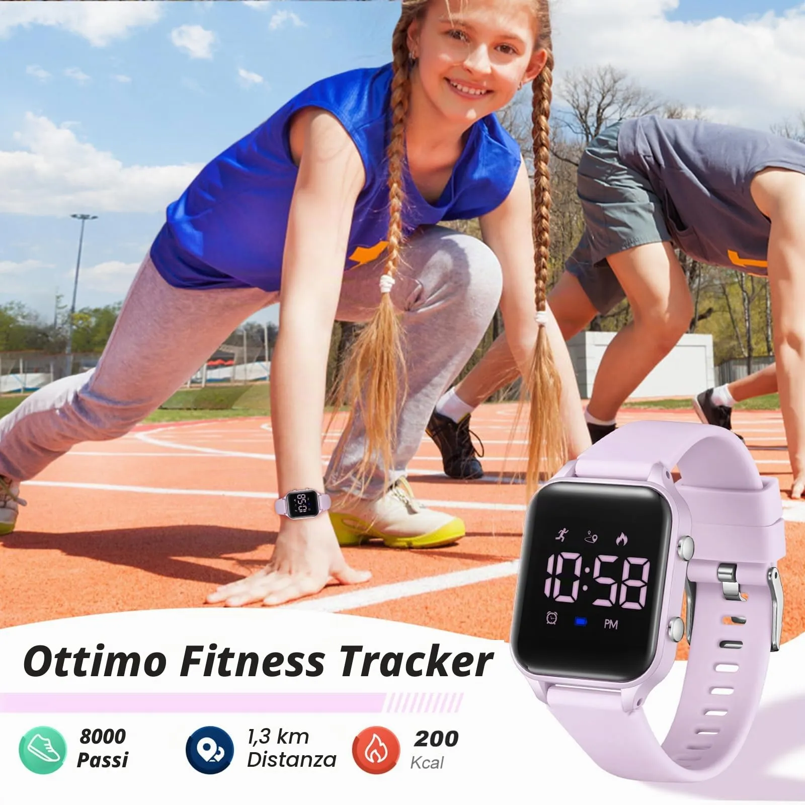 Timever Orologio Digitale per Bambini e Ragazzi con Contapassi, Sveglia, Cronometro, Luce e Data - Cinturino in Silicone - immagine 3