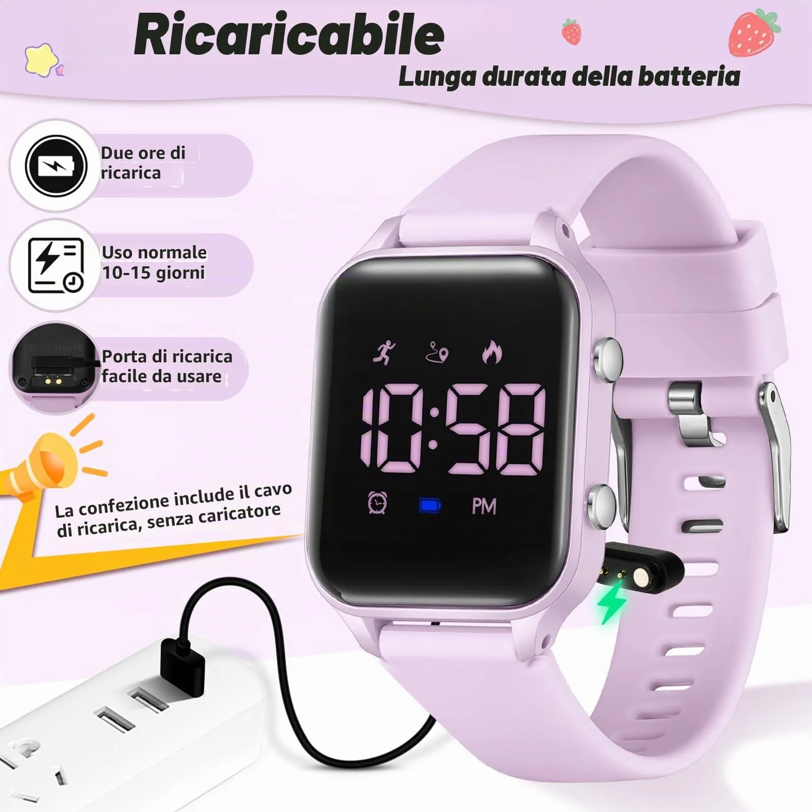 Timever Orologio Digitale per Bambini e Ragazzi con Contapassi, Sveglia, Cronometro, Luce e Data - Cinturino in Silicone - immagine 6