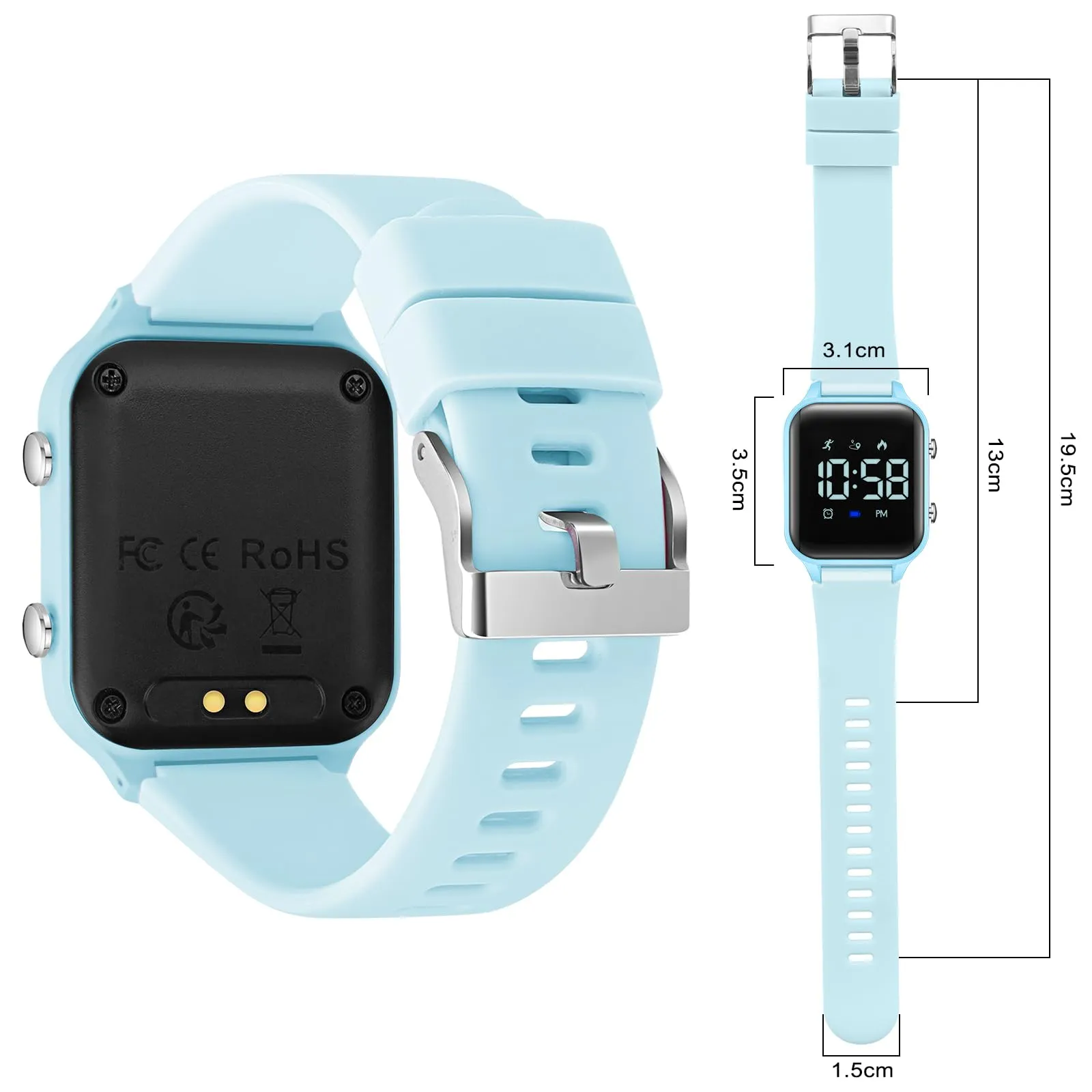 Timever Orologio Digitale per Bambini con Contapassi, Sveglia e Cronometro - L6615E-HG - immagine 2