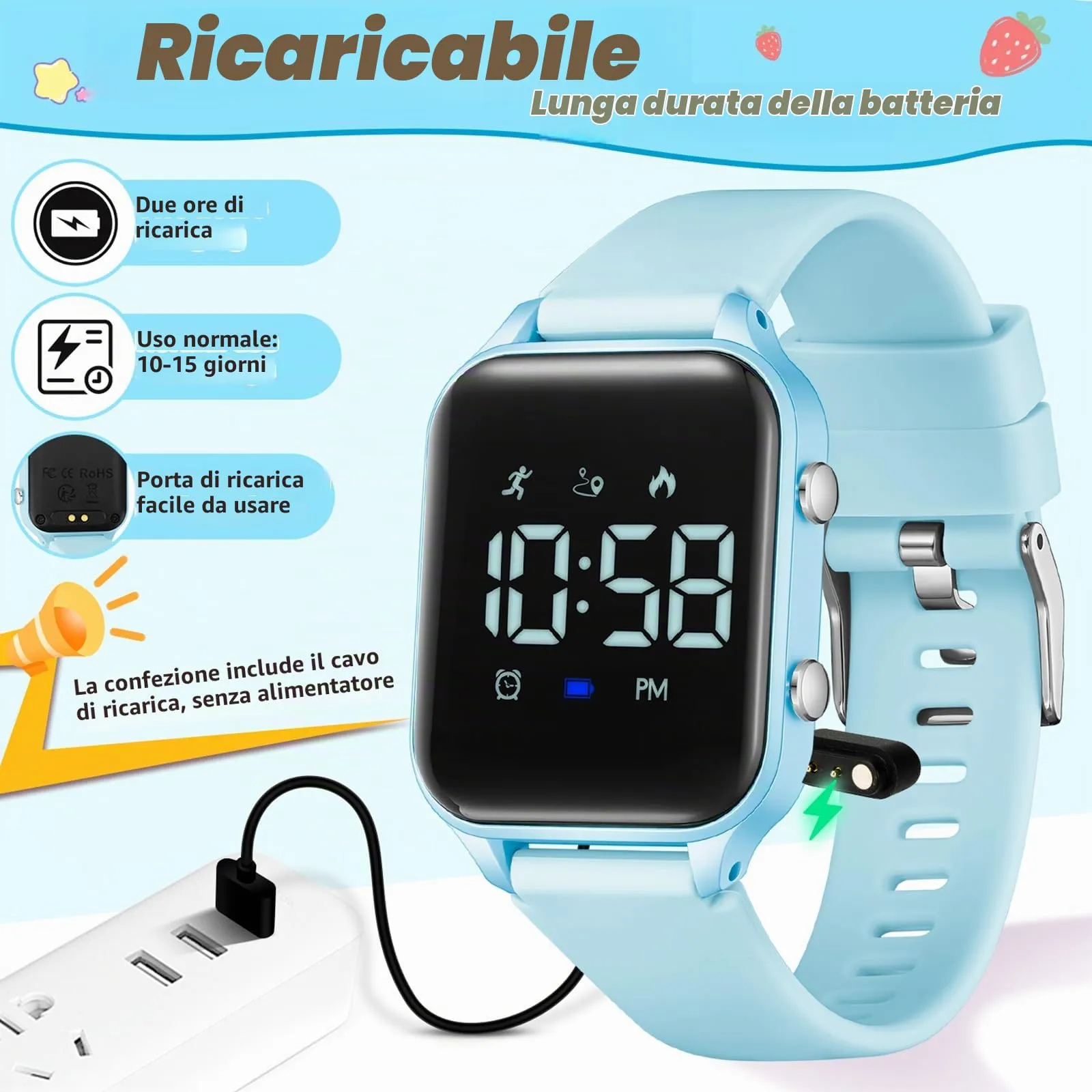 Timever Orologio Digitale per Bambini con Contapassi, Sveglia e Cronometro - L6615E-HG - immagine 6