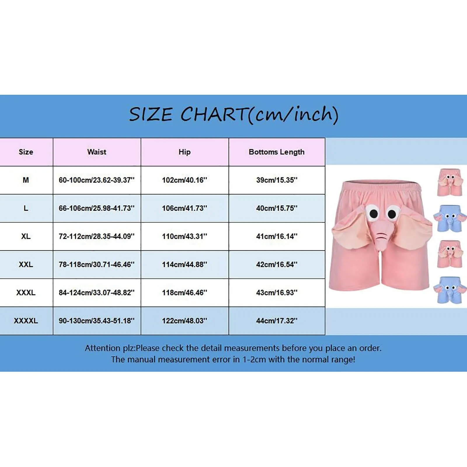 Generisch Boxer da uomo divertenti con motivo elefante, Rosa, M - immagine 4
