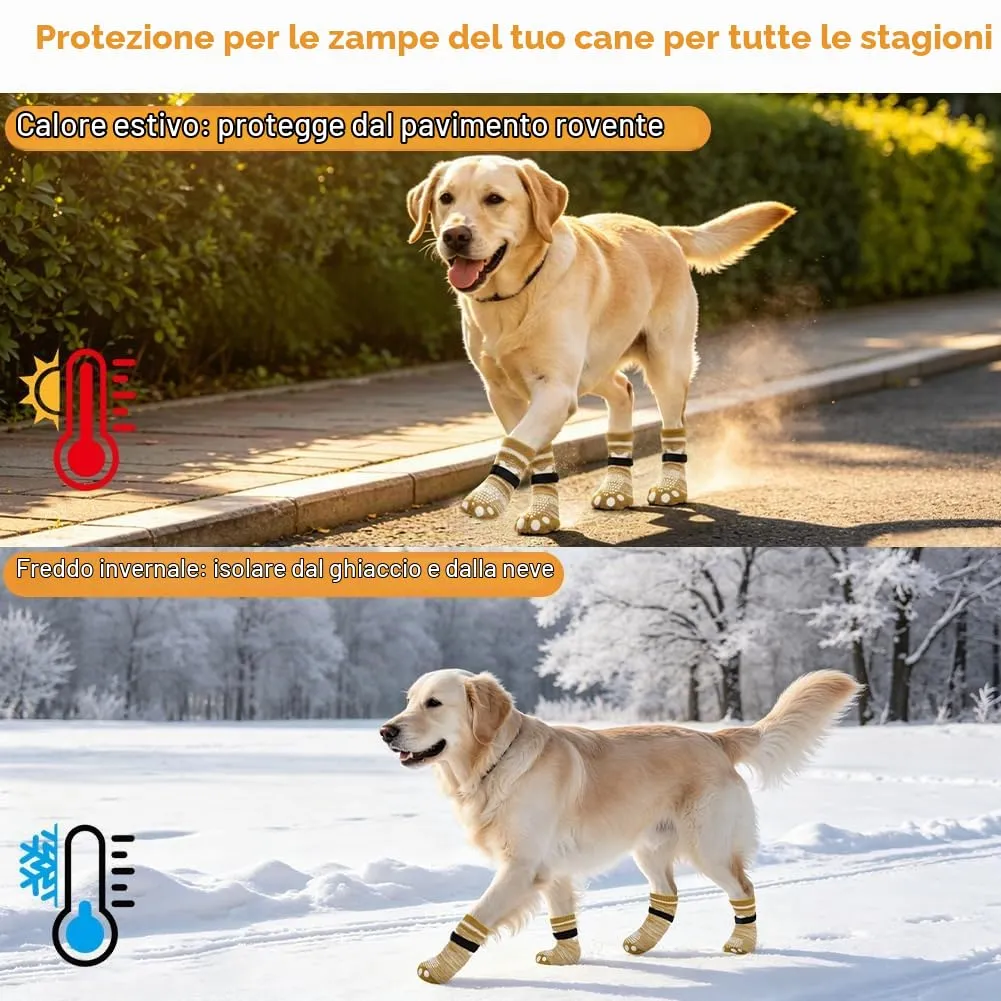 OSDUE Calzini Antiscivolo per Cani, Protezioni Zampa Regolabili, 4 Pezzi, Taglia S, Giallo - immagine 6