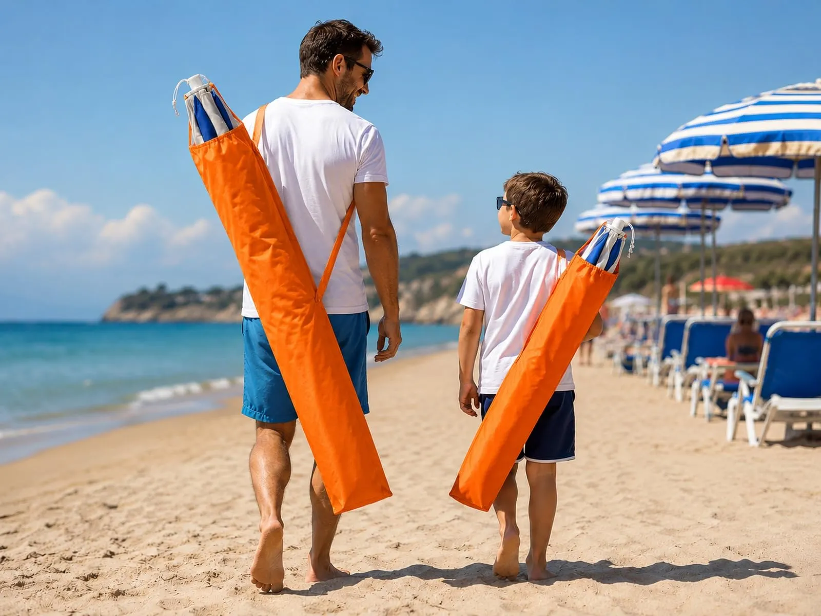 Terryshop74 Sacca Porta Ombrellone da Spiaggia 120x18 cm in Poliestere con Tracolla, Azzurro - immagine 4