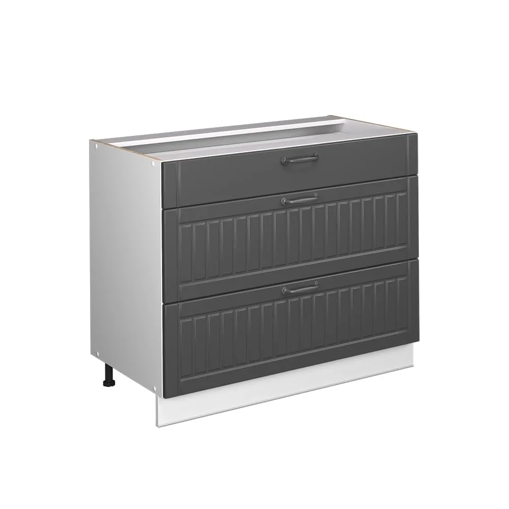 Vicco Mobiletto base per cucina Fame-Line, Grigio Scuro/Bianco, 100 cm - immagine 1