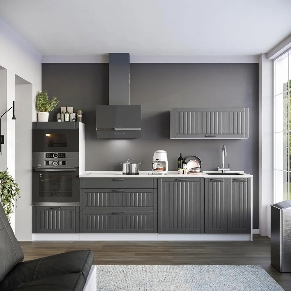 Vicco Mobiletto base per cucina Fame-Line, Grigio Scuro/Bianco, 100 cm - immagine 5