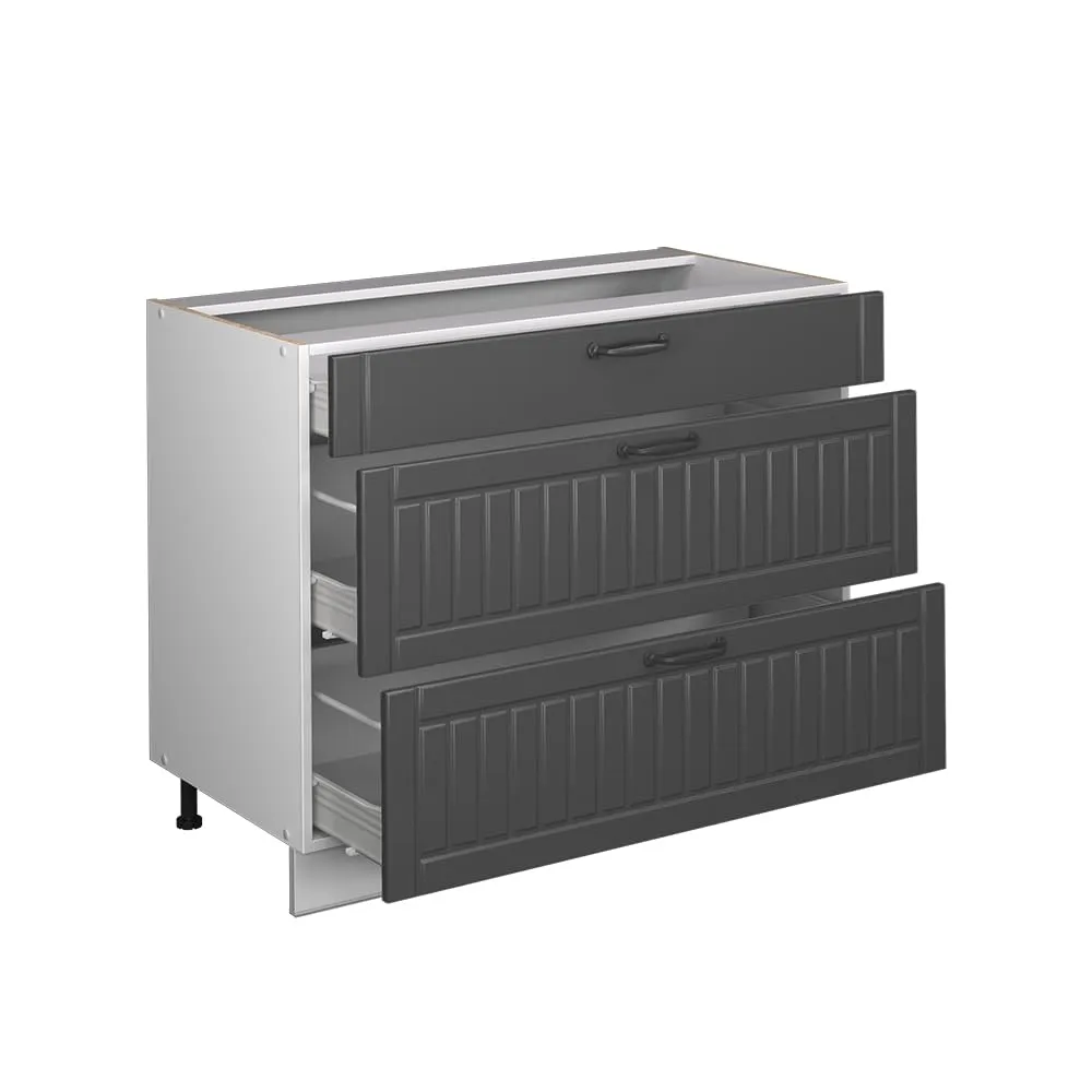 Vicco Mobiletto base per cucina Fame-Line, Grigio Scuro/Bianco, 100 cm - immagine 6