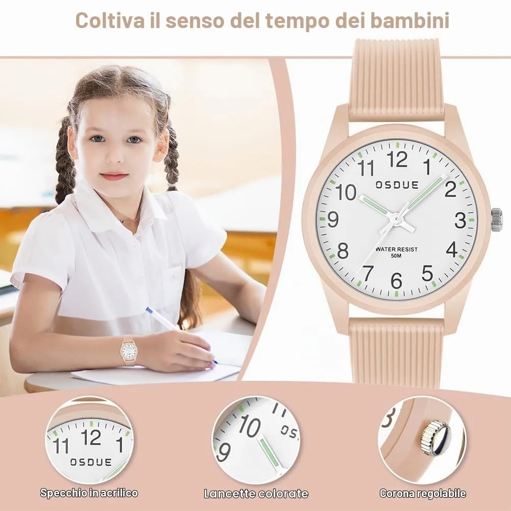 OSDUE Orologio Bambino Impermeabile Luminoso Educativo in Quarzo, 5-18 Anni - immagine 4