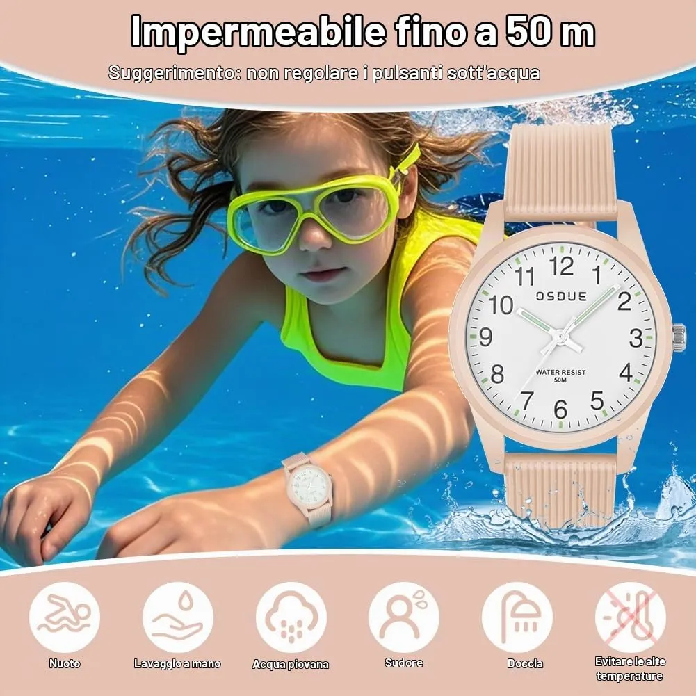 OSDUE Orologio Bambino Impermeabile Luminoso Educativo in Quarzo, 5-18 Anni - immagine 5