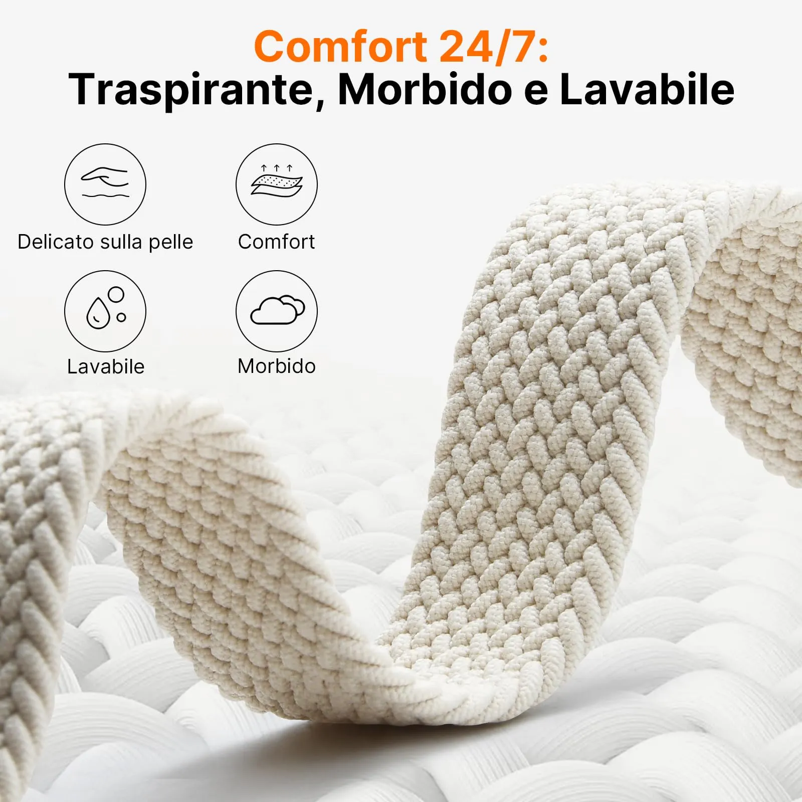 Fullmosa Cinturino Orologio e Smartwatch in Nylon 22mm, Sgancio Rapido - immagine 3
