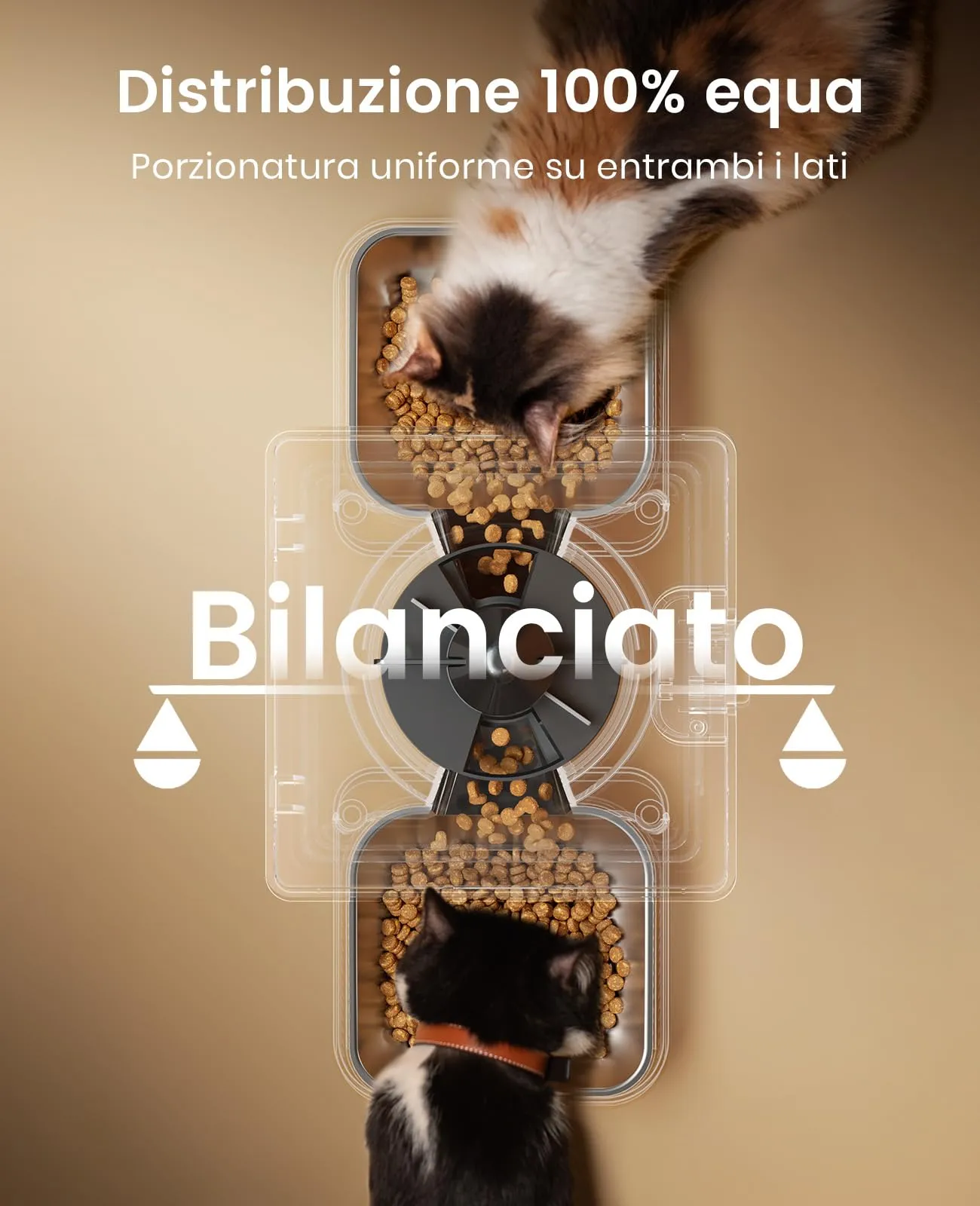 oneisall Distributore Automatico di Cibo per Gatti e Cani 5L, 2 Ciotole in Acciaio Inox con Registratore Vocale - immagine 4