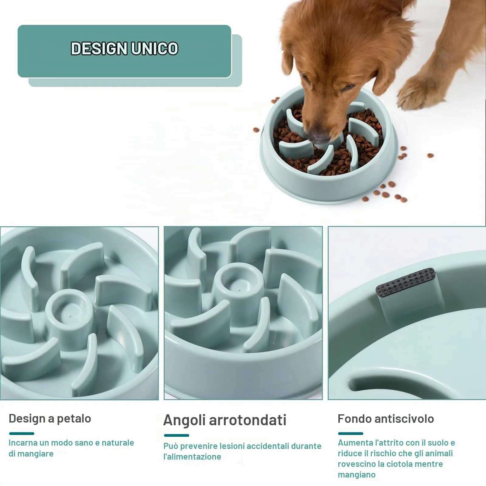 Vinabo Ciotola per Cani Anti Ingozzamento, Medio, Blu - immagine 3